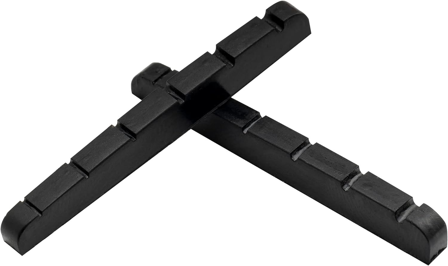 Musiclily Pro Urea Resin Plastic 43Mm Slotted Strat Tele Electric Guitar Nuts Flat Bottom for 6-String Stratocaster/Telecaster Guitar, Black(Set of 2) - Ivory image number 4