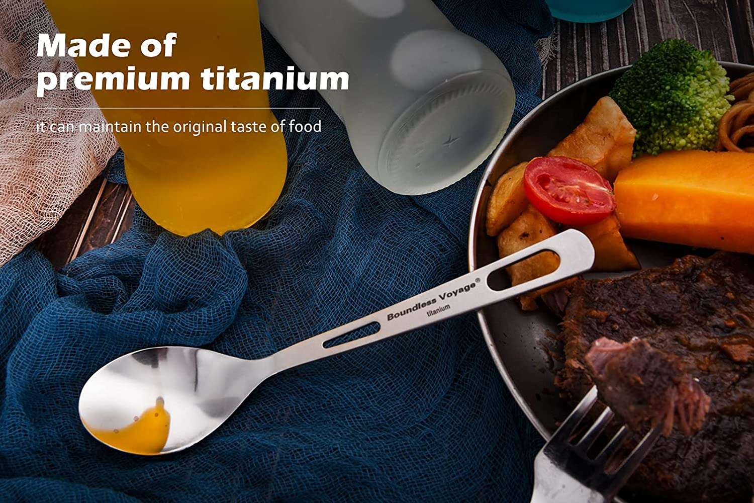 Boundless Voyage Titanium Cutlery Set Lightweight Utensils Portable Tableware Knife Spork Chopsticks Spoon Fork for Home Travel Camping Titanium Cutlery Set