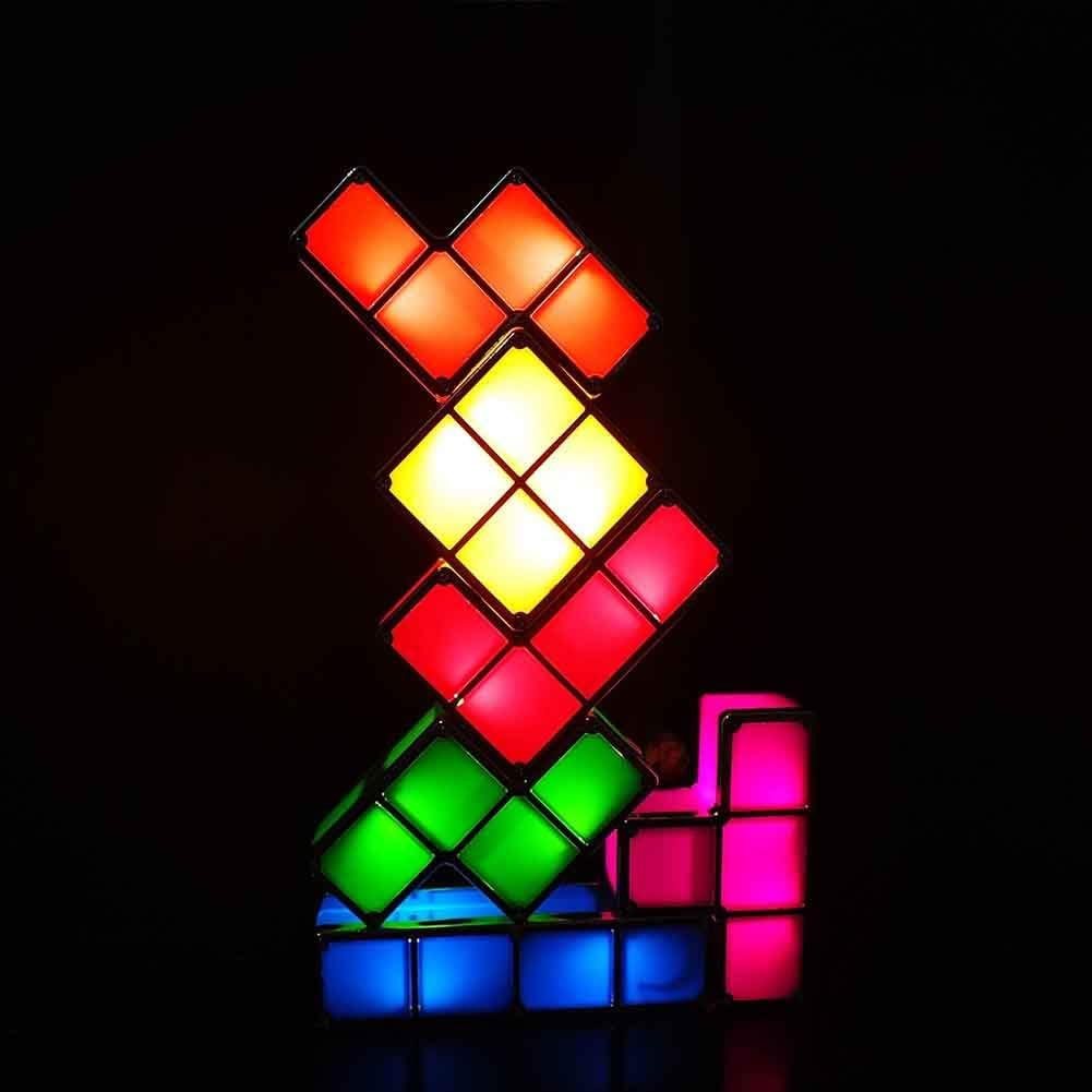 Tetris Light DIY Stackable Puzzle Warm Yellow Kid Baby LED Night Light Desk Table Lamps Multi-Shape Constructable Magic Block Table Decorative Home Lighting for Bedroom Living Room image number 1