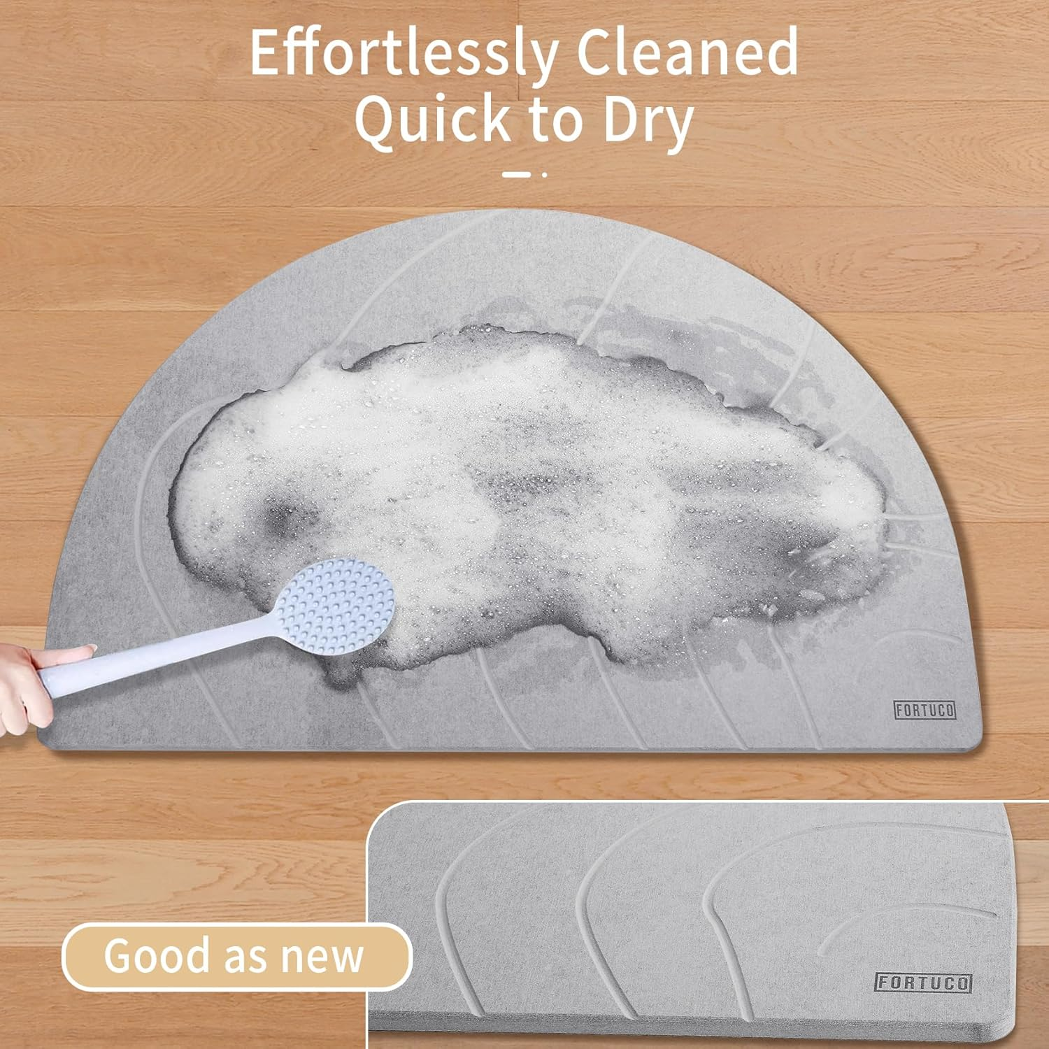 Semi Circle Diatomite Bath Mat | Dry & Clean Bathroom | Quick Dry | Non-Slip & Absorbent Mat | Eco-Friendly Bath Stone | Graphite