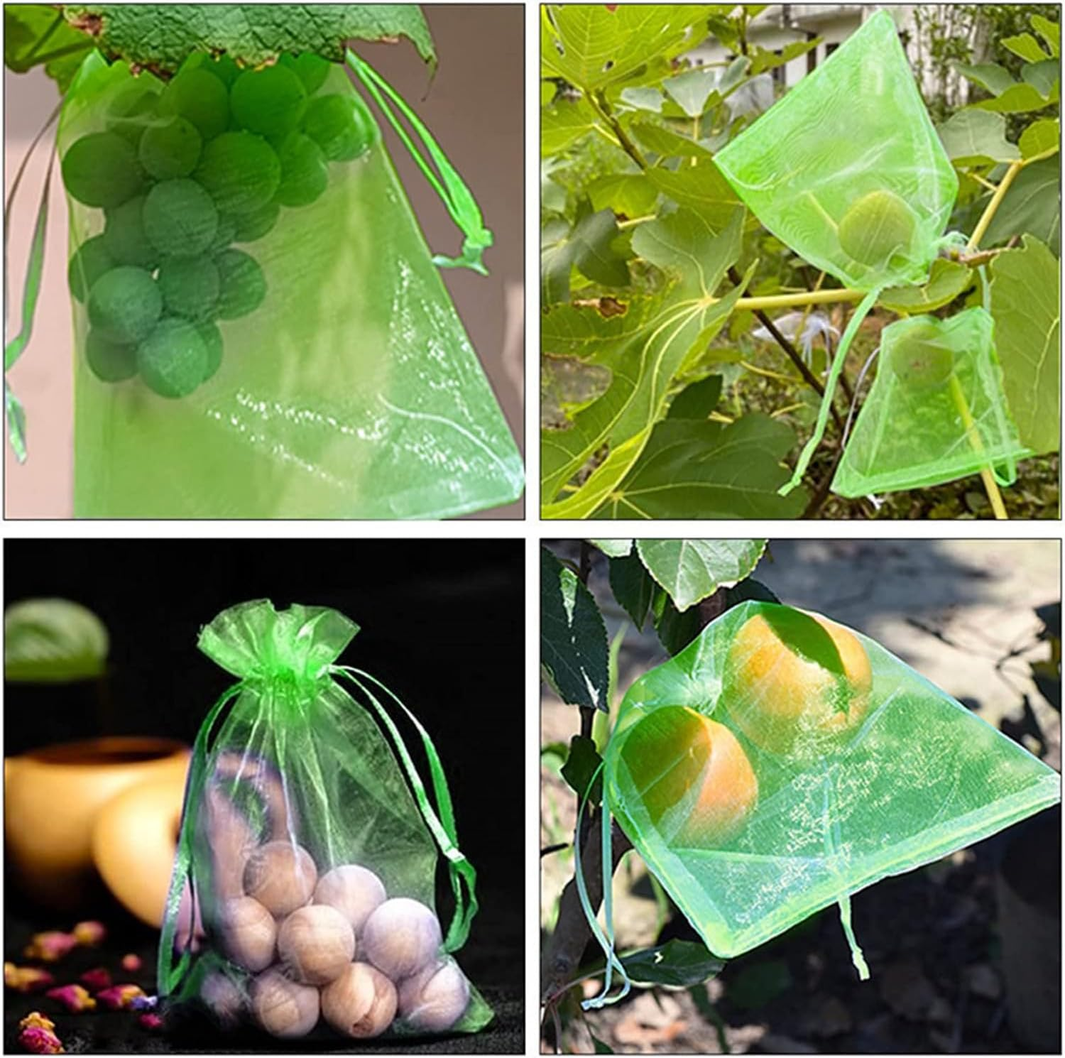 50Pcs Fruit Protect Bags, Reusable Mesh Garden Netting Protection Bag for Plants Vegetables for Plant/Fruit/Flower (Green, 8 * 12Inch) image number 3