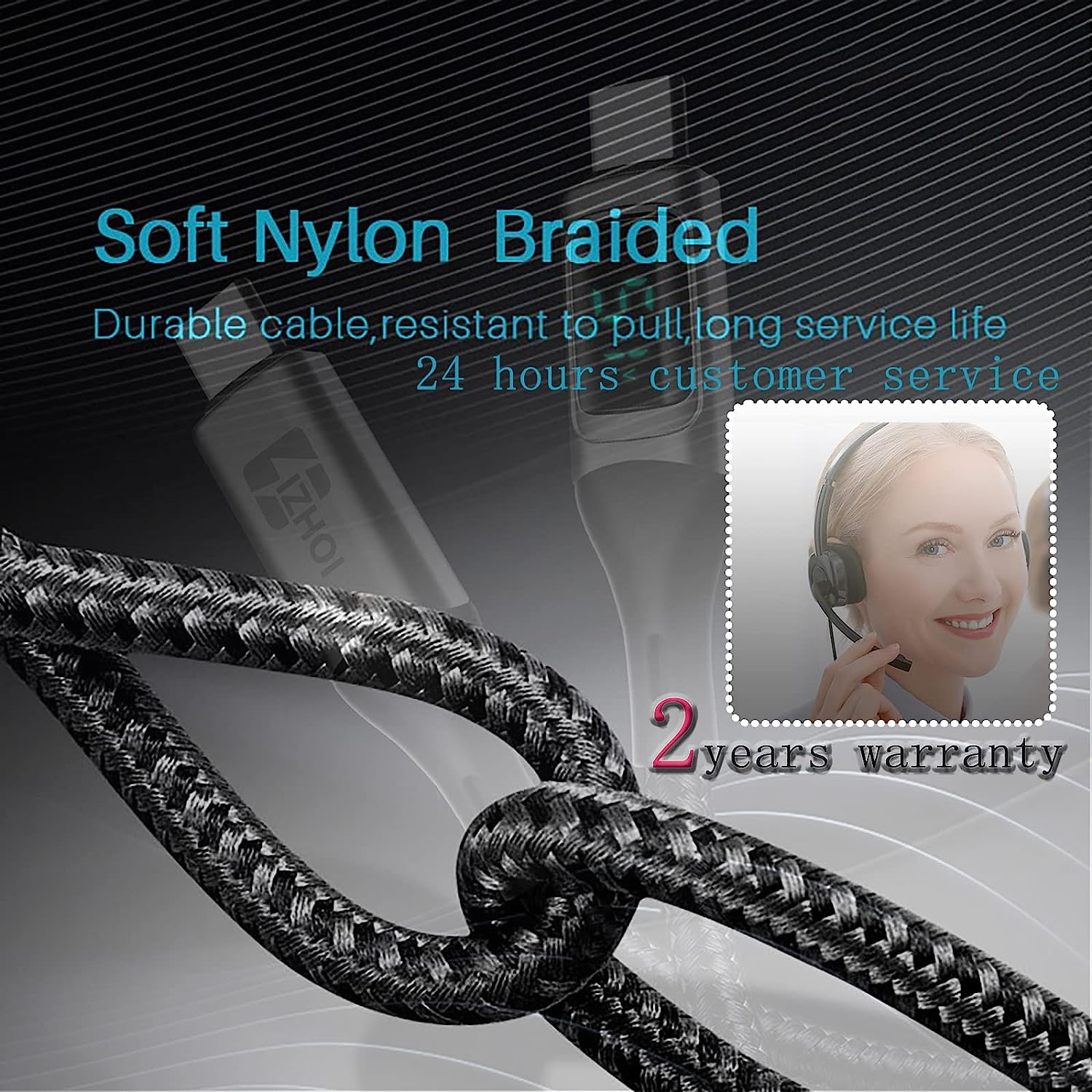 USB C Cable Display Watt USB C to USB C 100W Type C Cable Braided PD Fast Charging Cord Compatible with Galaxy S22 S21 Note 20 Mcabook Huawei Matebook USB C Devices (2M,Silver)