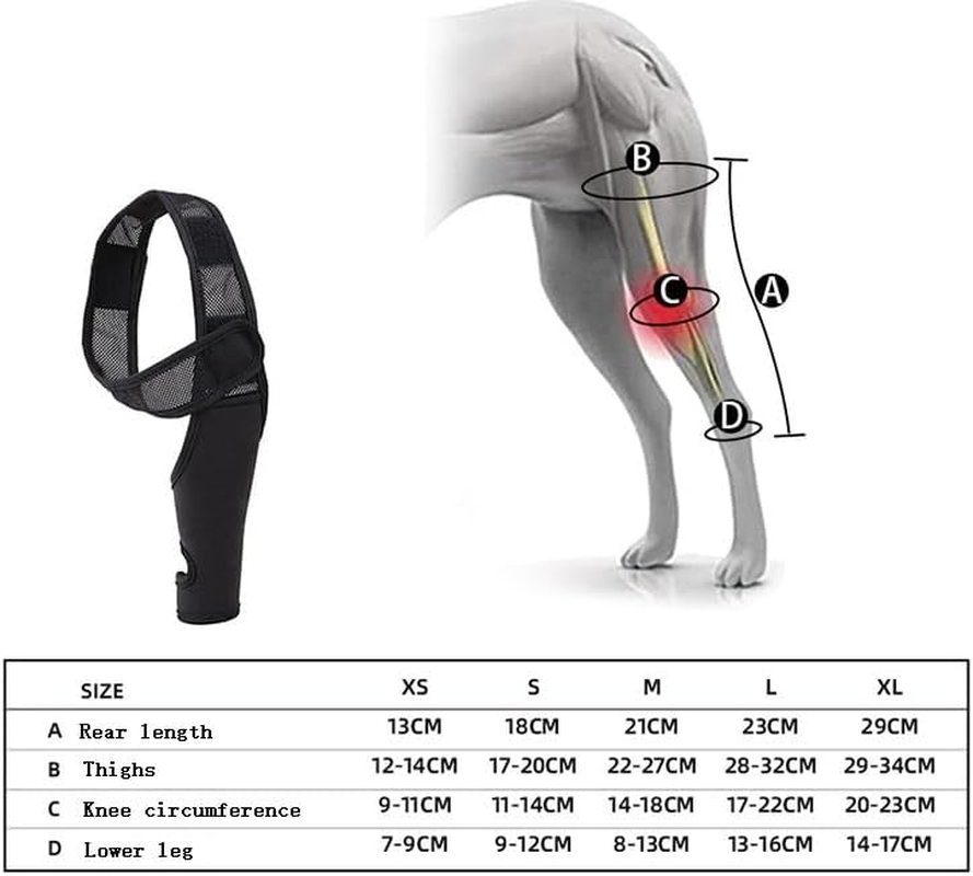 Pet Dog Knee Brace Adjustable Multifunctional Protective Gear with Magic Stickers for Wounds Heals Black M (XL, Black) image number 3