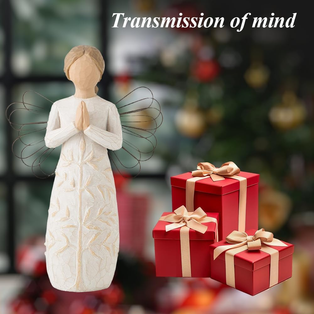 Angel Hugging Christmas Ornament, Willow Tree Friendship, Sculpted Hand Painted Figure, Home Decor for Men Women, Praying for Luck and Happiness (1, Worship) image number 6