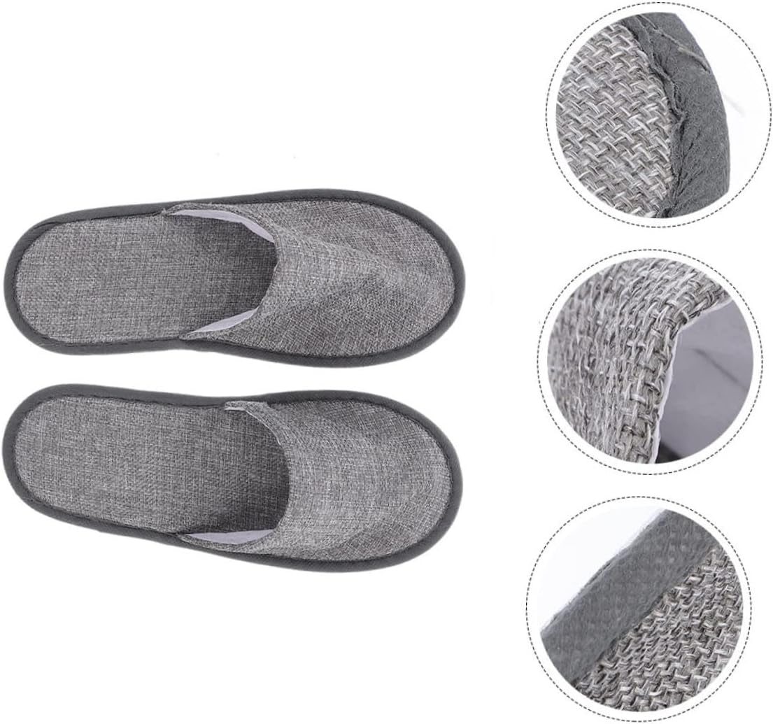 Portable Foldable Slippers 5Mm Non-Slip Grey Linen Sole Comfortable Travel and Home Hotel Guest Indoor Use image number 3