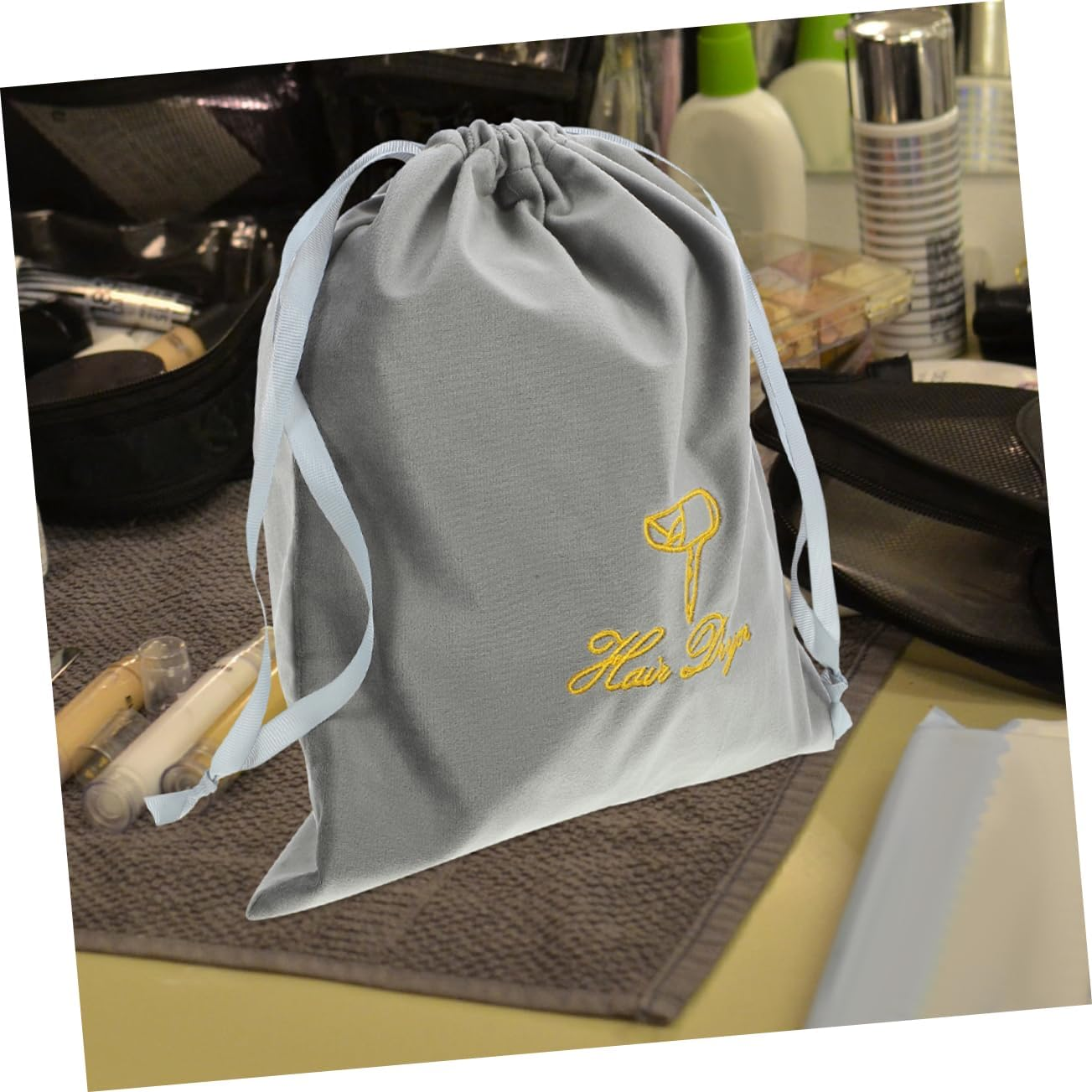 Hair Dryer Drawstring Bags 2Pcs 30X35Cm Embroidered Blow Dryer Storage Pouches Portable Travel Organizer for Women and Men image number 2