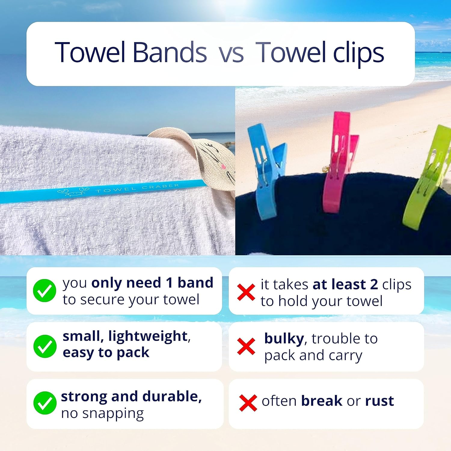 Towel Bands (6 Pack), Made of Sun-Resistant Silicone, a Great Alternative for Beach Towel Clips. Cruise Essentials, Cruise Accessories Must Haves image number 4