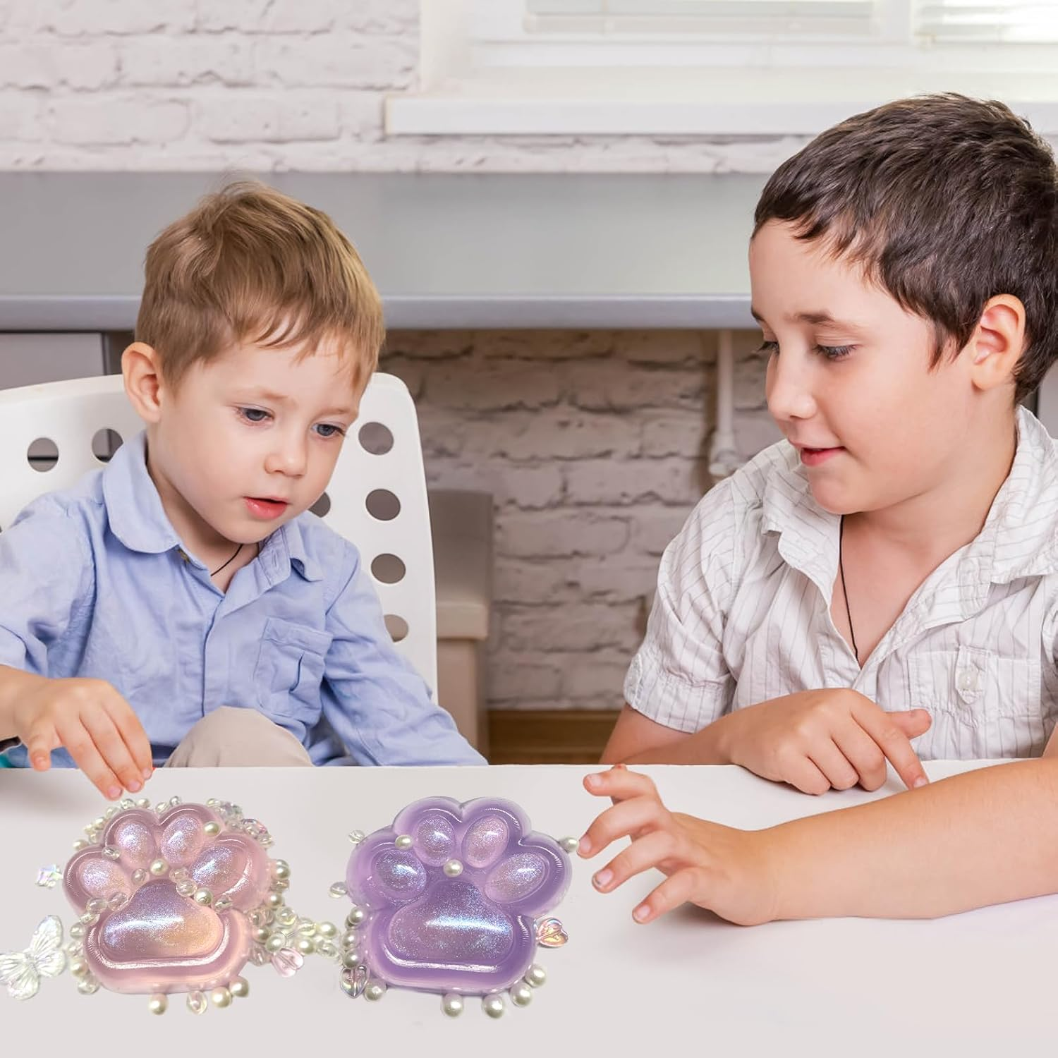 Pack of 2 Cat Paw Squishy, Cat Paws Squishy, Fufu Squishy, Taba Squishy Paw, Squishy Cat, Cute Soft Cat Paw Squeeze Toys, Suitable for Children and Adults to Relax (Pink, Purple) image number 1