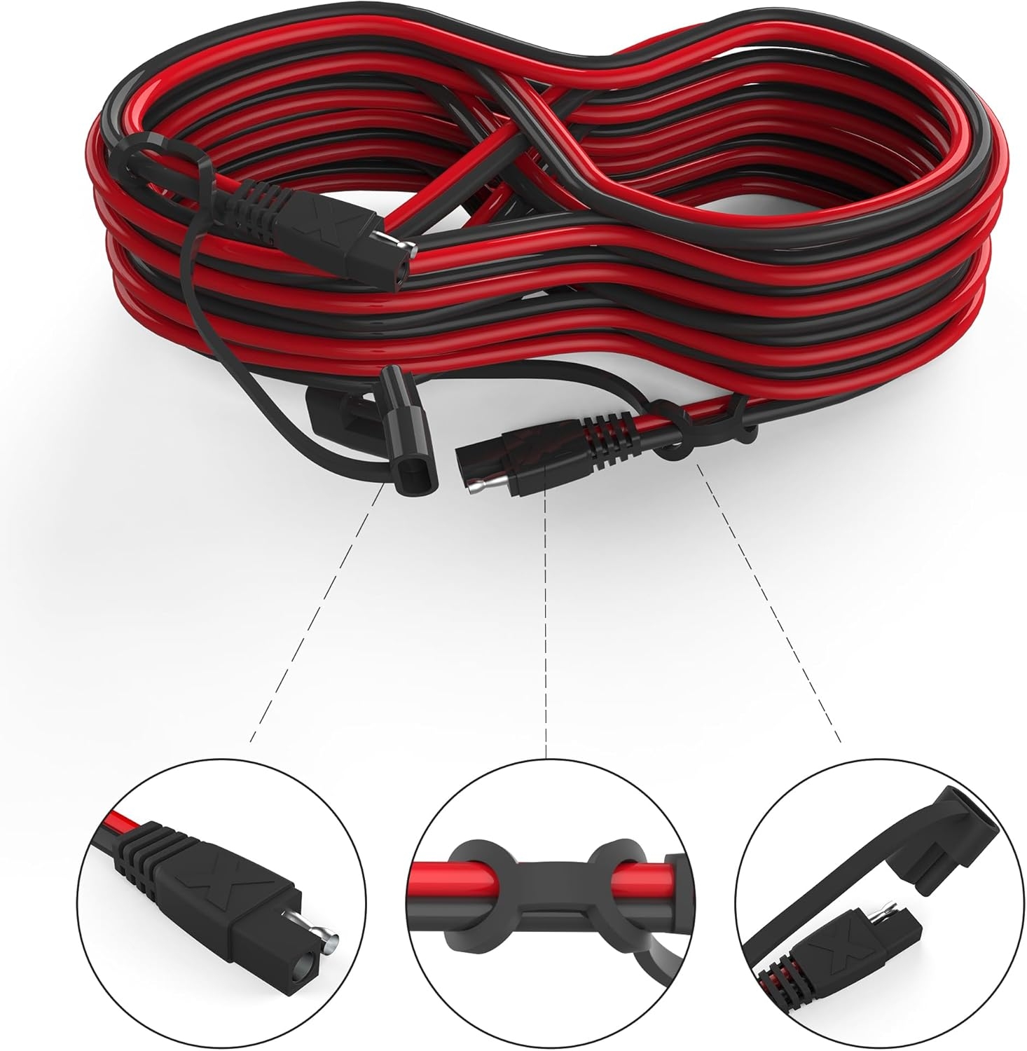 POWISER 25Feet SAE to SAE Extension Cable Quick Disconnect Connector 16Awg,For Automotive,Solar Panel Panel SAE Plug(25Ft(16Awg)) image number 5