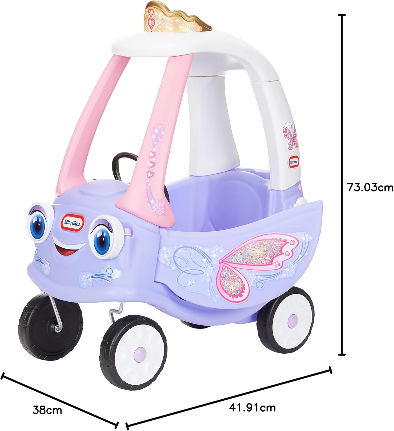 Little Tikes Fairy Cozy Coupe - Indoor and Outdoor Ride-On Car for Toddlers, Foot-To-Floor or Parent Push Ride, Built for Active Play Vehicle for Ages 18 Months to 5 Years