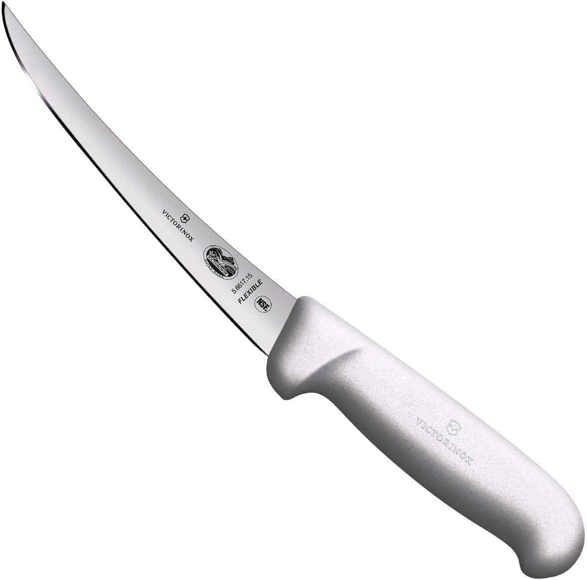 Victorinox Fibrox Curved Flexible Narrow Blade Boning Knife, Red, 5.6611.15