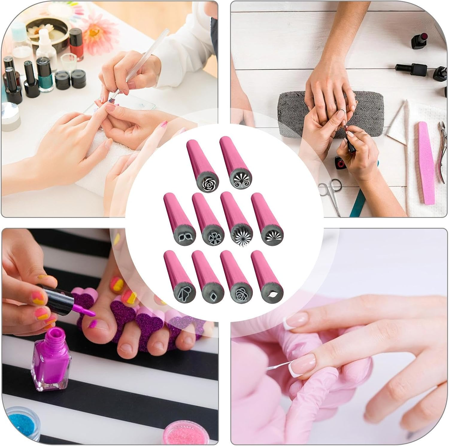 Nail Stamper Pen,Professional Nail Stamp Pen Set - Quick-Drying Ink Fine Nib Compact Multi-Purpose Design for Dot Painting Home Travel Salon Women Men Manicurists Beginners