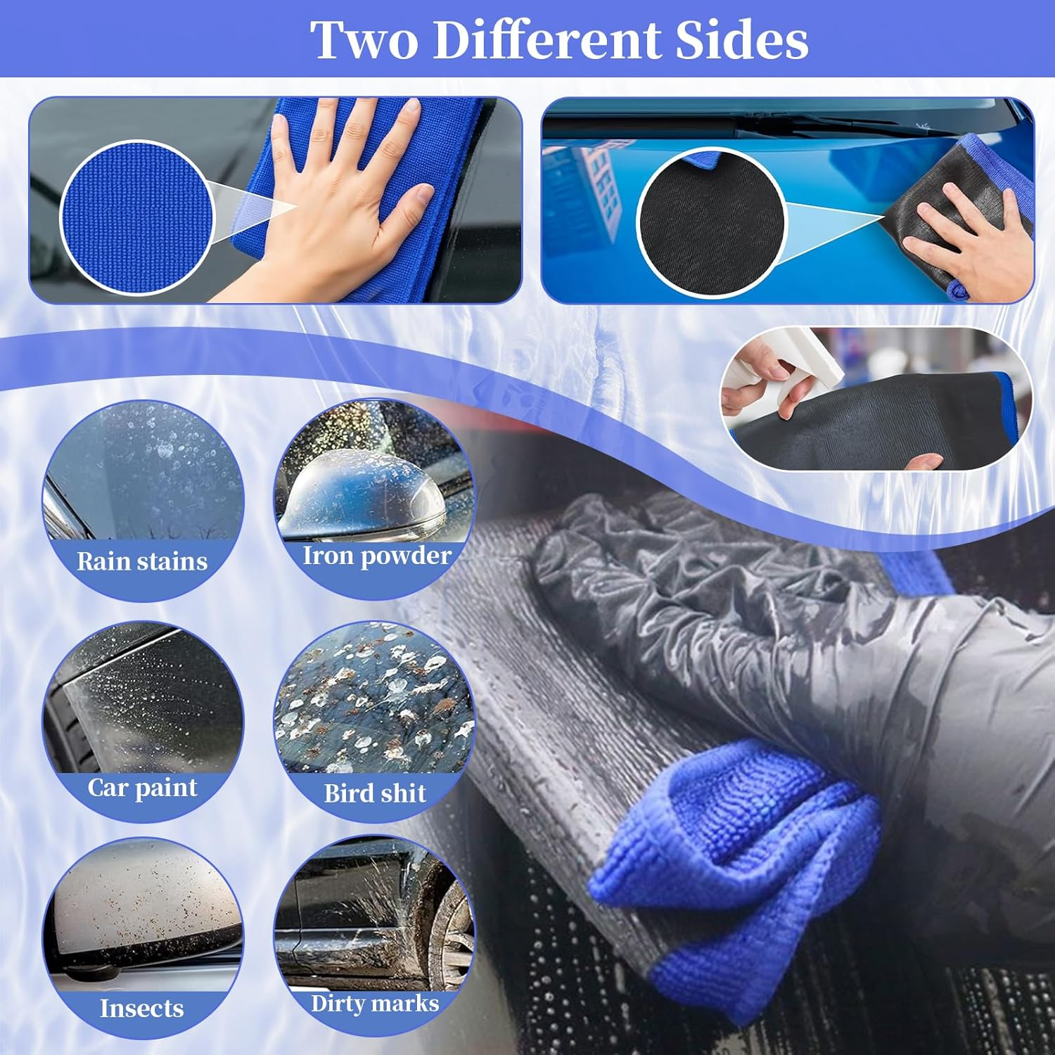 Magic Clay Car Wash Towel, Reusable Car Beauty Cleaning Cloth, Deep Cleaning Towel for Vehicle Paint, Glass, Windows & Headlights, Quick & Effortless Stubborn Contaminant Removal (Purple)