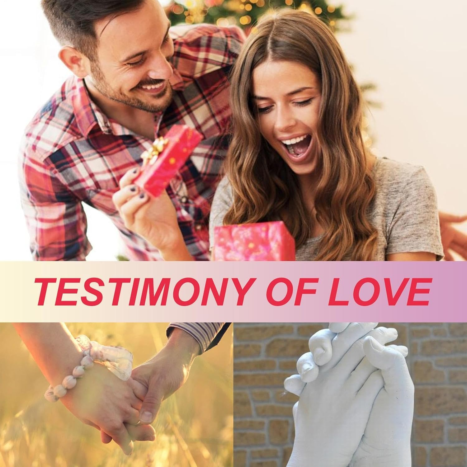 Hand Casting Kit Couples,Hand Statue Casting Supplies - Model Cloning Powder 3D Model Crafts Valentine'S Day Deocr image number 3