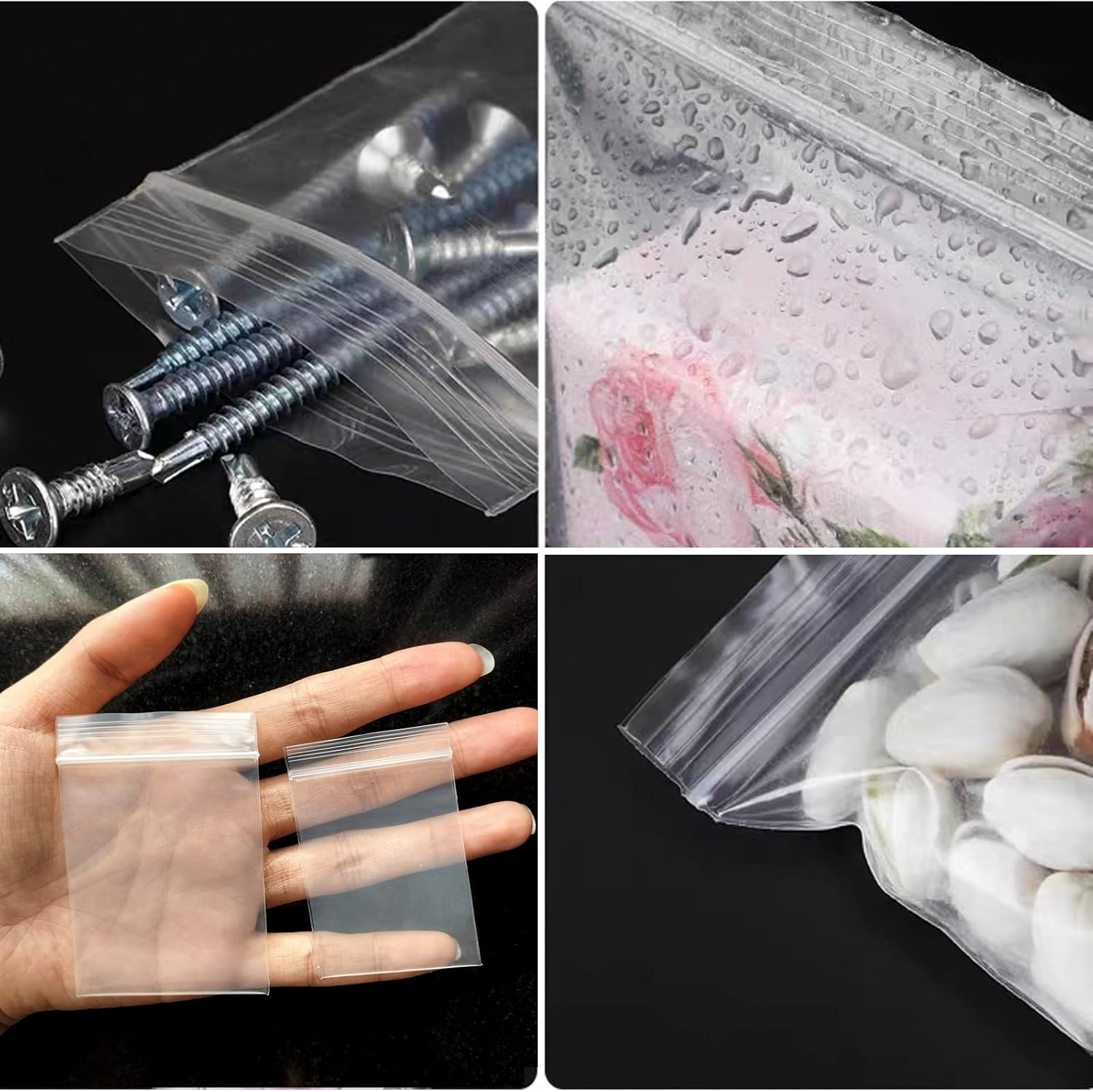 200 Pack Mini Ziplock Bags, 2 Different Size Small Poly Zipper Bags, 80 Micron Clear Reusable Ziplock Bags Storage for Bead,Jewelry,Candy (4X6Cm +5X7Cm) image number 5