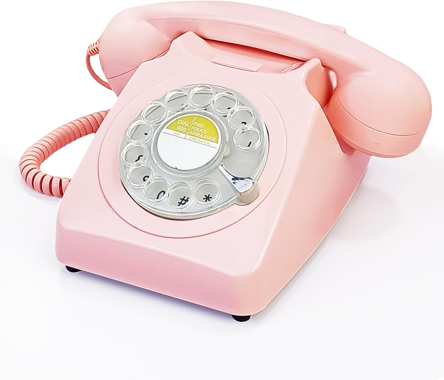 Pink Retro Rotary Landline Phone 1960S Vintage Telephone Old Fashioned Corded Phones with Mechanical Ringer for Home/Office/Hotel/,Old School Telephone image number 6