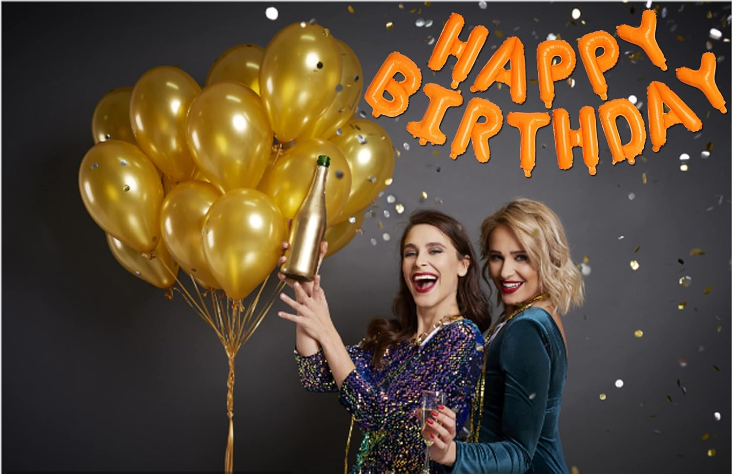 Happy Birthday Orange Aluminum Foil Letters Balloons 16 Inch Aluminum Foil Banner Balloons for Birthday Party Decorations Supplies image number 5