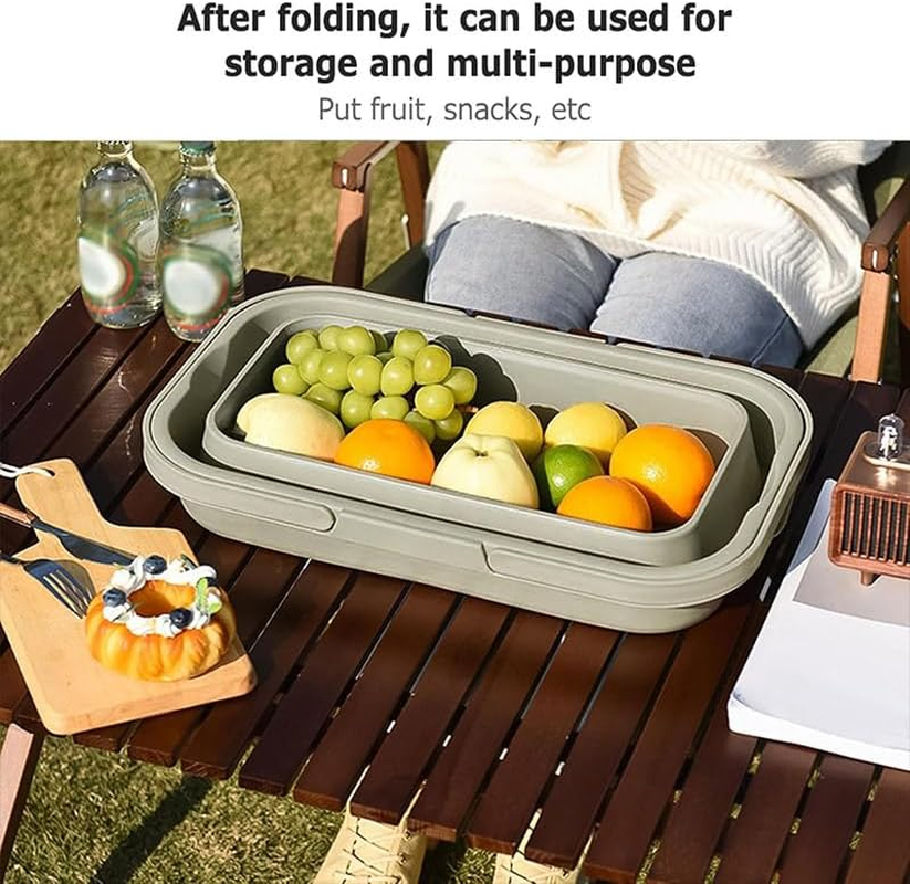 AIMALL Outdoor Picnic Basket with Lid, Folding Multifunctional Camping Storage Box, Plastic Table Storage Basket for Picnic and Outdoor Activities, 18.5 X 11.2 X 9.3 Inches image number 3