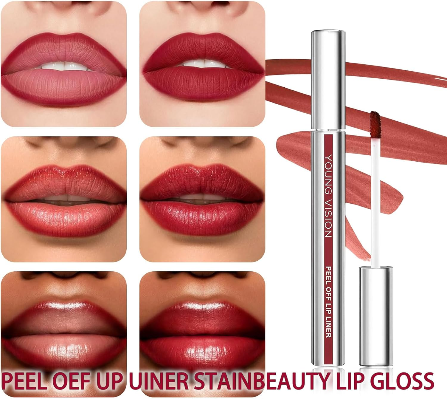 2 Pieces of Lip Stain Peel Off, Highly Colored Lip Tint Peel Off, Non-Stick Cup Magic Lip Oil, Matte Effect Suitable for Girls image number 5