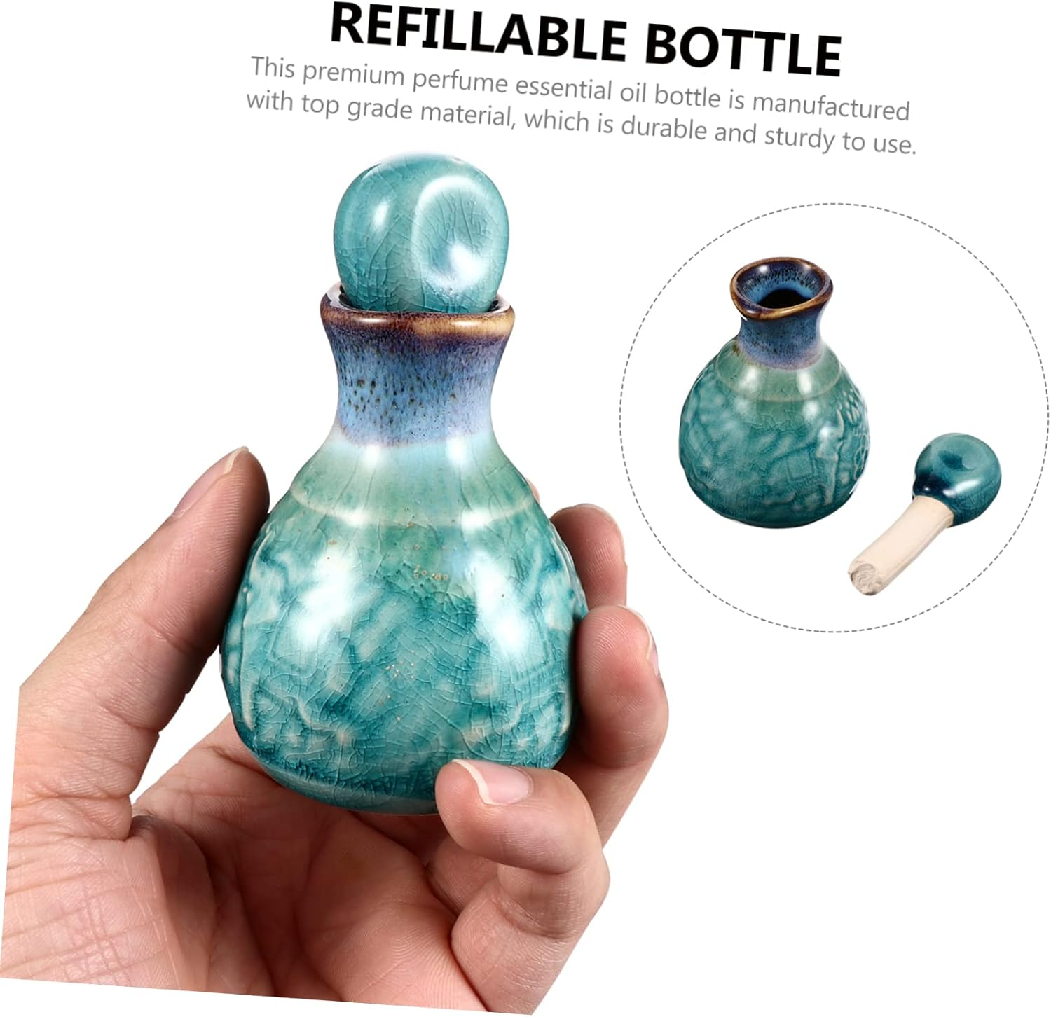 Aromatherapy Oils Essential Oil Bottle Stopper Decorative Ceramic Empty Perfume Bottle Storage image number 3