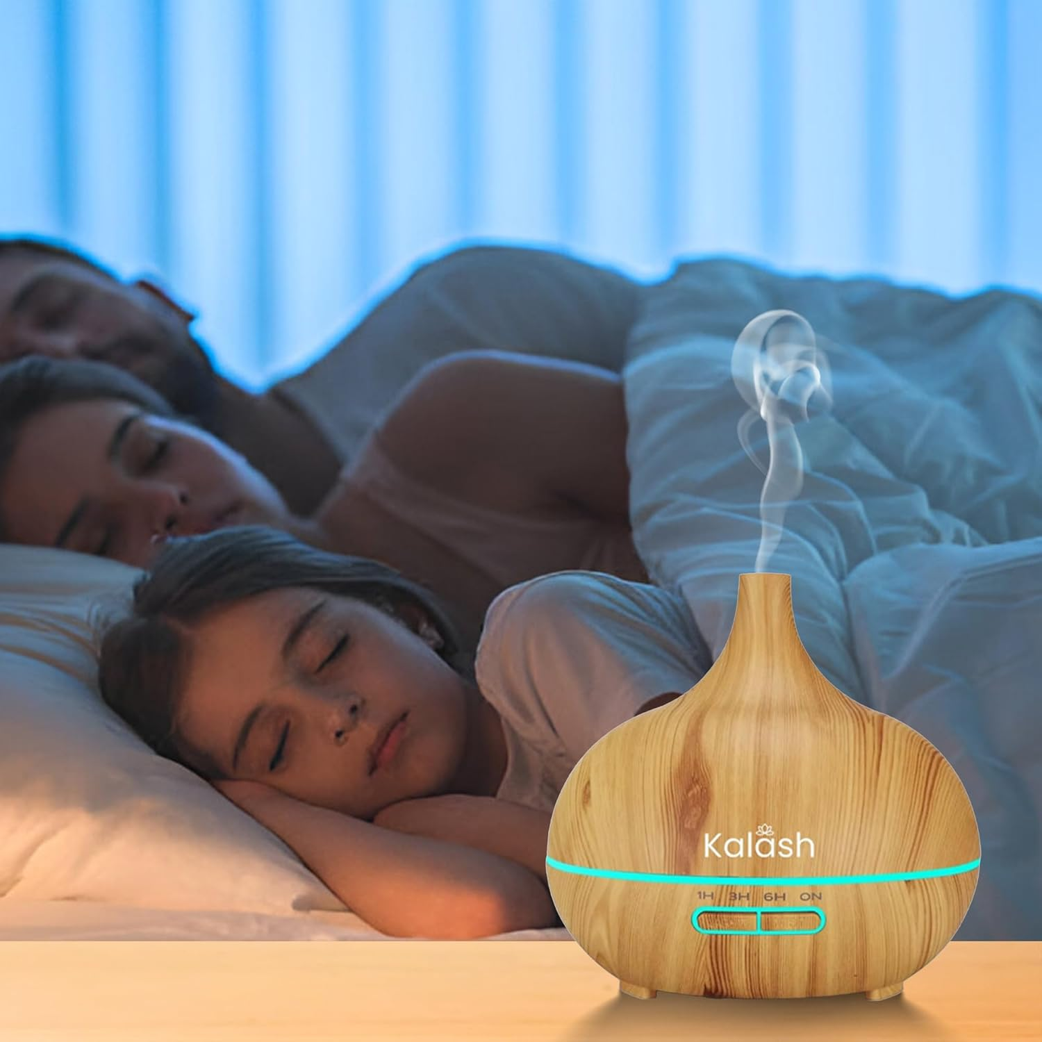 Kalash 500Ml Essential Oil Diffuser &ndash; Aroma Diffuser with Remote & Timer, Ultrasonic Cool Mist, Electric Air Diffuser for Home, Office & Bedroom &ndash; Wood Grain, Colour Changing LED, Light Wood image number 4