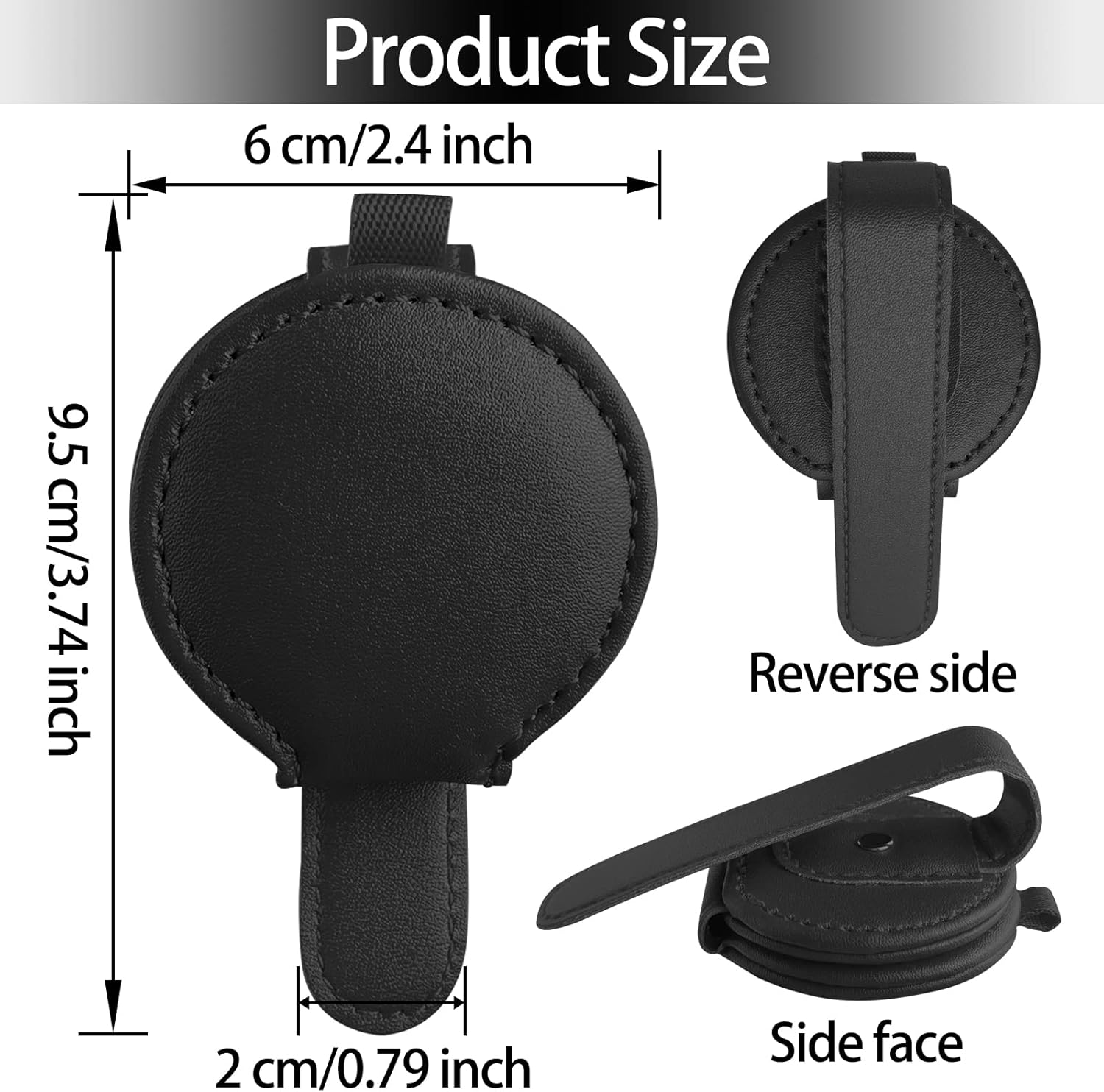 2 Pack Set Black Sunglass Holder for Car,Visor Sunglass Holder,Car Accessories for Man Women - 2 Black image number 6