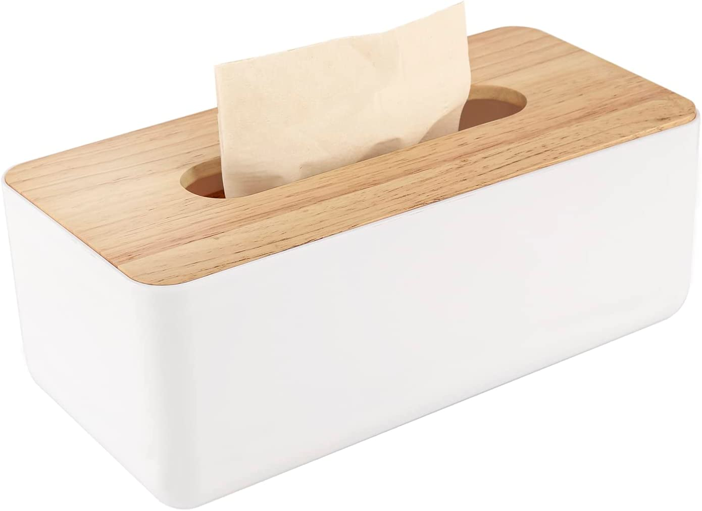Wood Tissue Box Cover Gloves Box Holder Wooden Rectangular Tissue Box Holder for Storage on Bathroom Vanity, Countertop, Bedroom Dresser (Large(10.2 X 5.1 X 4.5)) image number 1