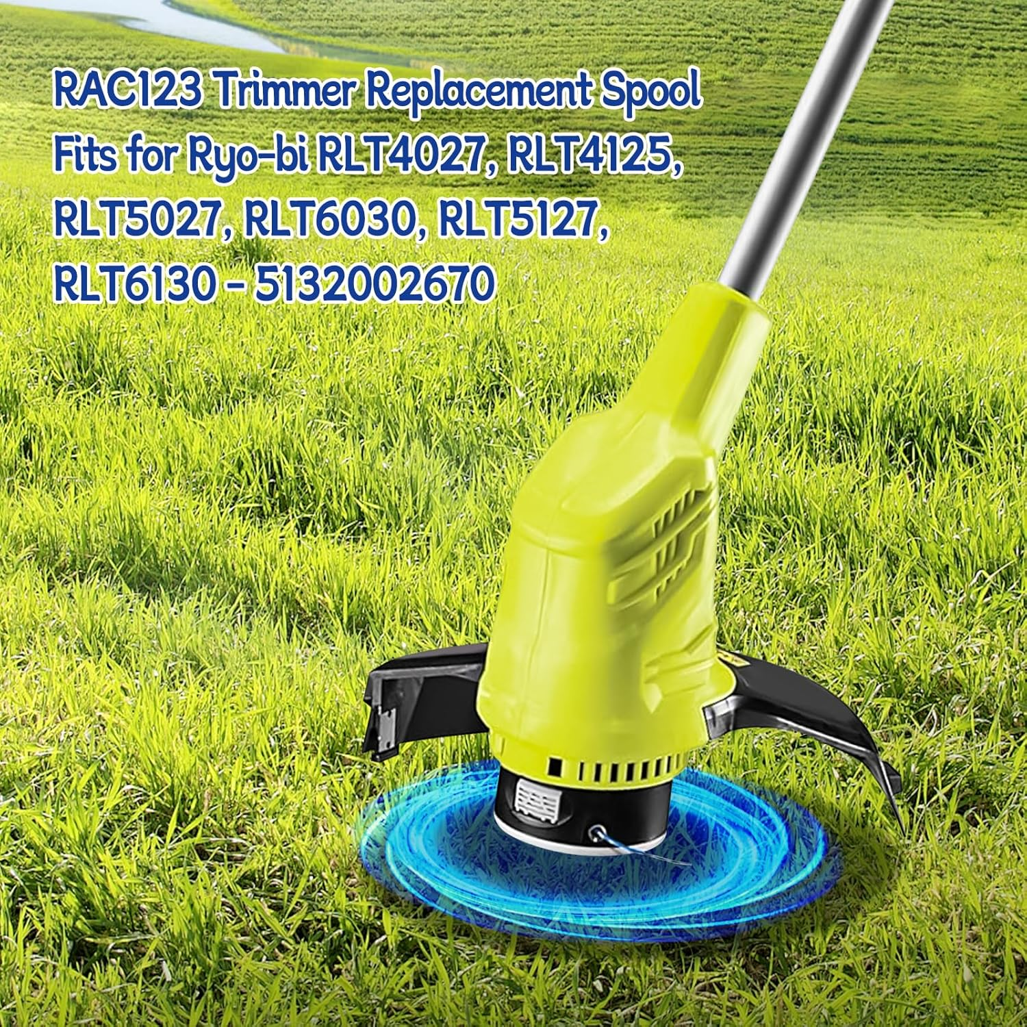 5PCS RAC123 5132002671 1.6Mm X 8.3M Trimmer Spool for Ryobi RLT4027, RLT4125, RLT5027, RLT6030, RLT5127, RLT6130-5132000 2 2670 with RAC122 Cap image number 1