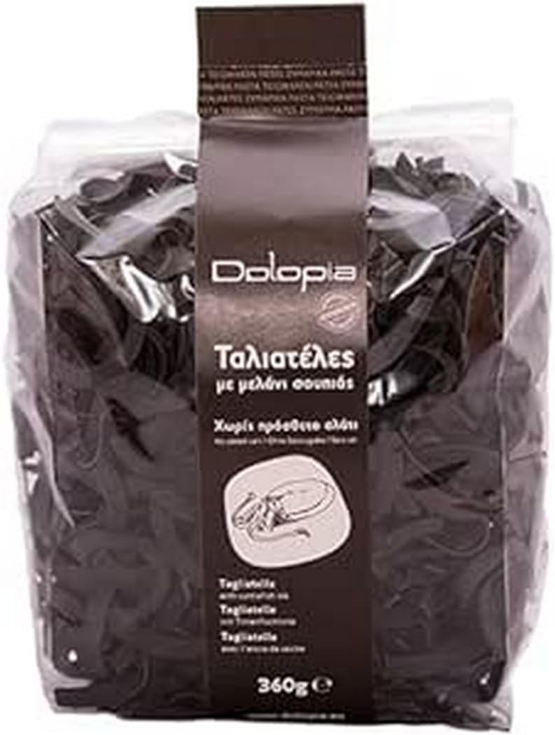 Dolopia Black Cuttlefish Ink Tagliatelle Pasta with No Added Salt 360 G