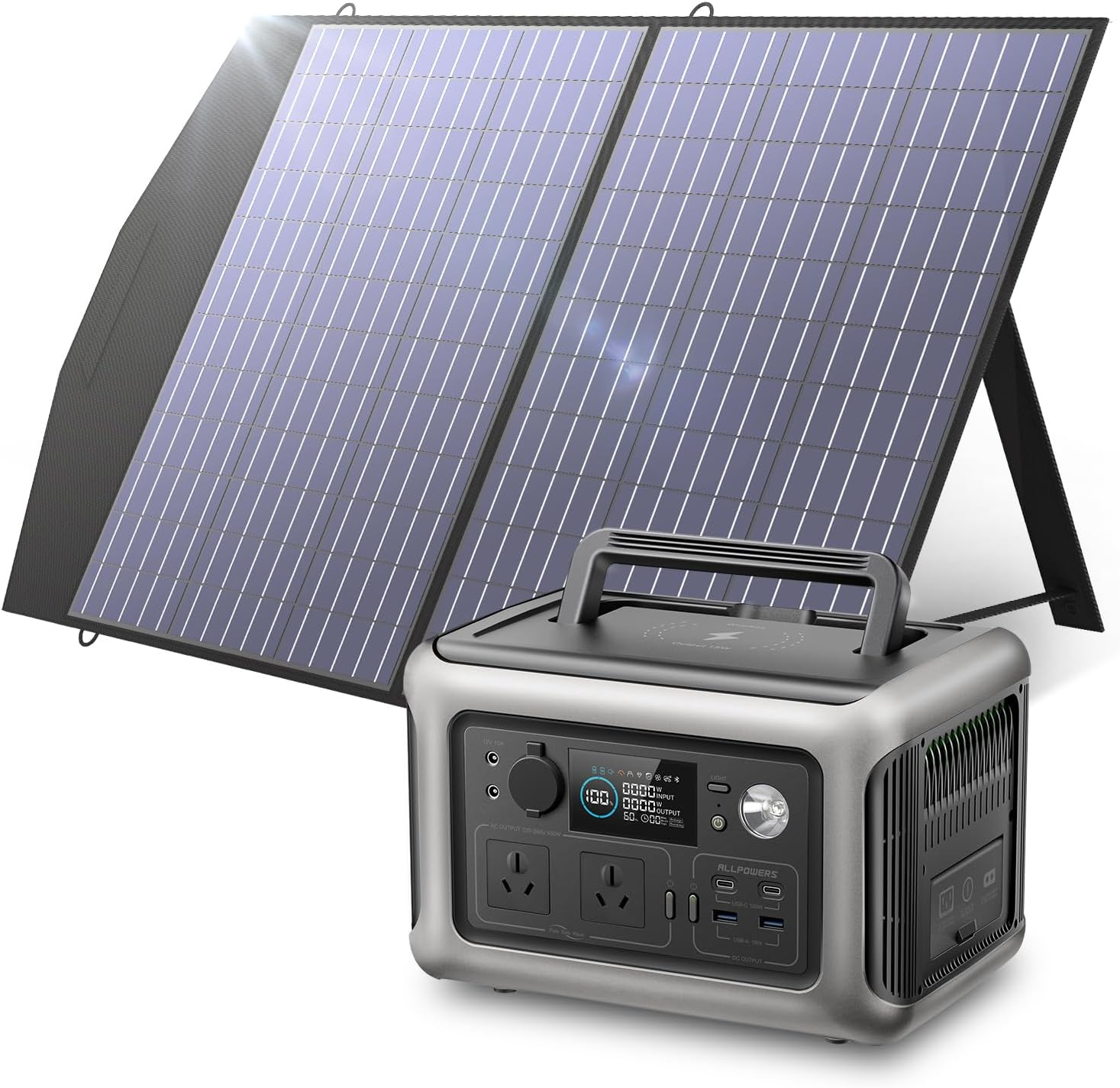 ALLPOWERS Portable Power Station R600 and 100W Solar Panel, 299Wh Solar Generator W/ 2 * 600W AC Outlets, 1 Hour Fast Charging, Lifepo4 UPS Power Supply Backup for Emergency Camping RV Home Use image number 5