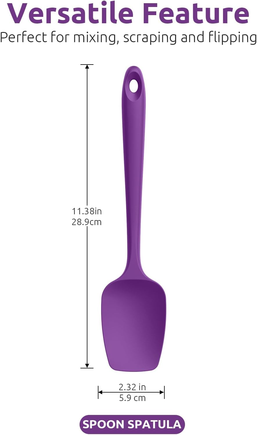 U-Taste Silicone Spoon Spatula Set, 315℃ High Heat Resistant Bpa-Free Flexible Rubber Scraper, Cooking Mixing Baking Kitchen Utensils Set of 3 (Purple) image number 6