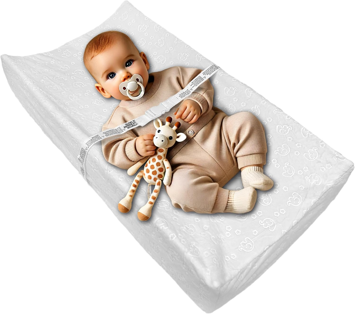 Fond + Found Changing Pad with Ultra Soft Plush Cover, Waterproof Contour Diaper Change Pads Mat for Dresser Top, with Baby Changing Pad Cover Waterproof Hypoallergenic Washable