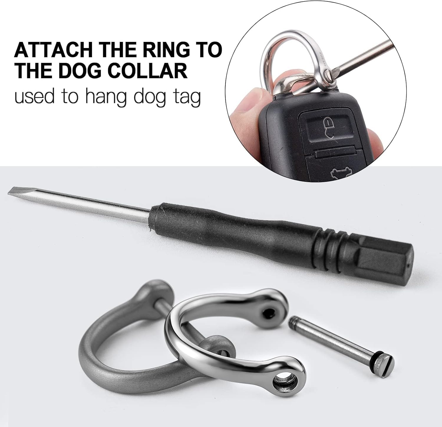 2 Pieces Key Rings Car Key Fob Holder, Stainless Steel D-Shaped Key Chain Ring with Screw Shackle,Car Keychain for Men image number 6