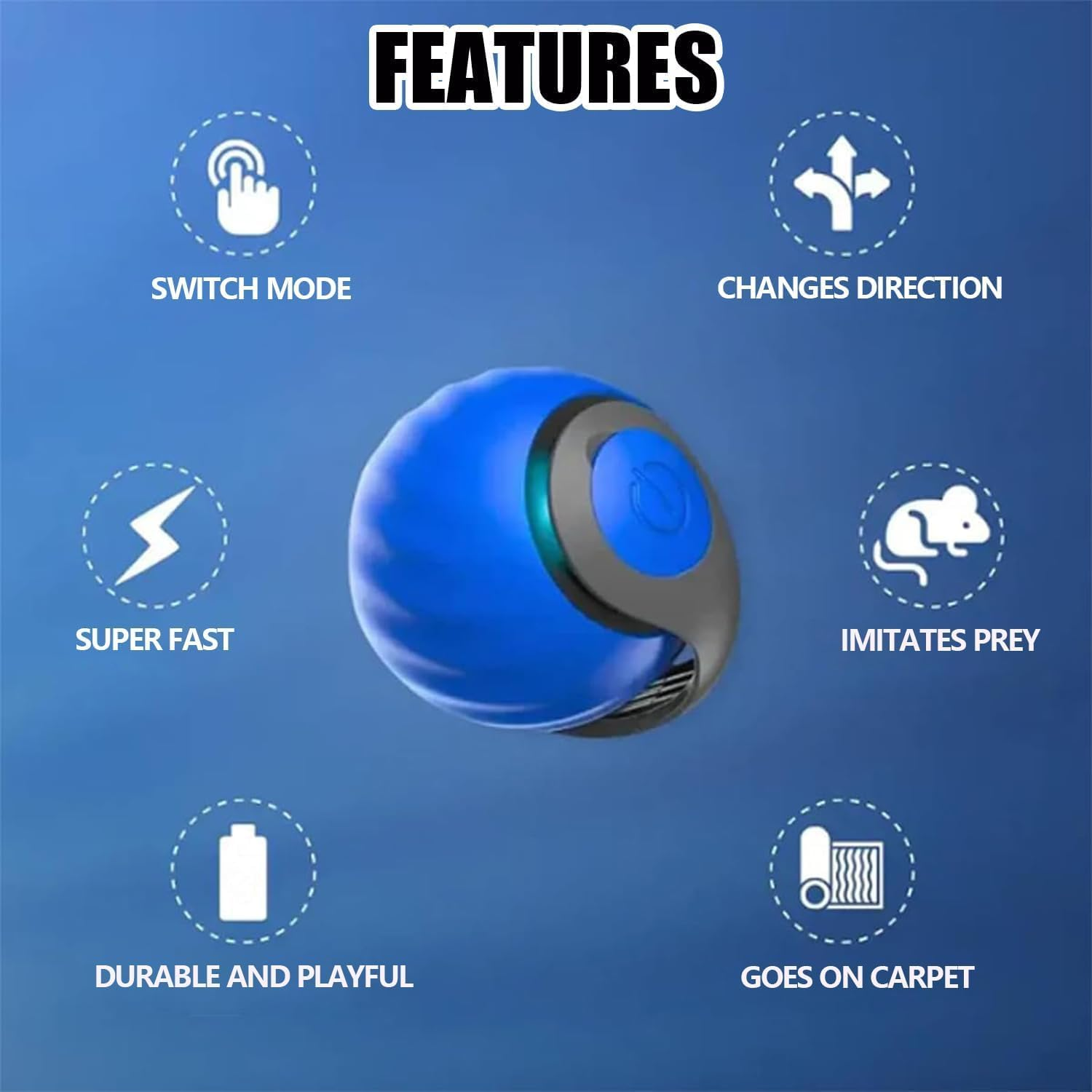 Speedy Tail 2.0, Speedy Tail Cat Toy, 2025 New Generation Interactive Cat Toy, Automatic Moving Cat Toy Ball with Tail, Smart Interactive Cat Toy Ball, Two Speed Adjustment (Orange + Blue) image number 1