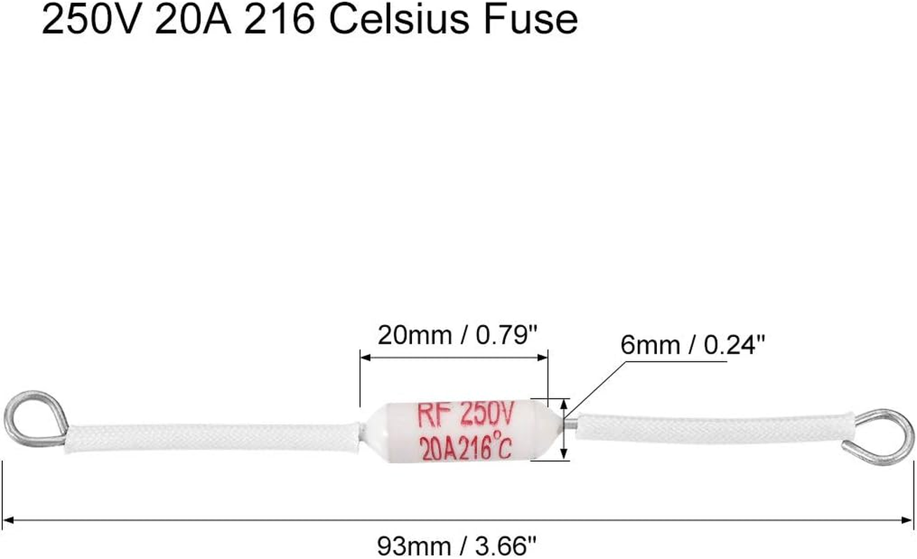 Uxcell 250V 20A 216 Celsius Circuit Cut-Off Temperature Thermal Fuse Ceramics 5Pcs image number 2