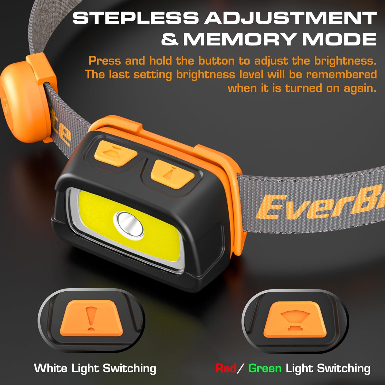 Everbrite Rechargeable Headlamp - 350 Lumens Headlight with Red/Green Light and Tail Light, 7 Lighting Modes with Memory Function, Perfect for Trail Running, Camping and Hiking image number 1