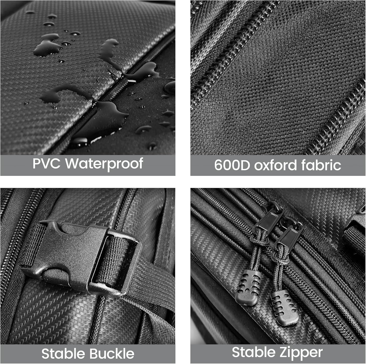 Motorcycle Tail Bag, Motorbike Saddlebags, Waterproof Rear Seat Bike Backpack, Multifunctional Luggage Suitcase, PU Leather Sport Bags, 15 Liters (Black) image number 2