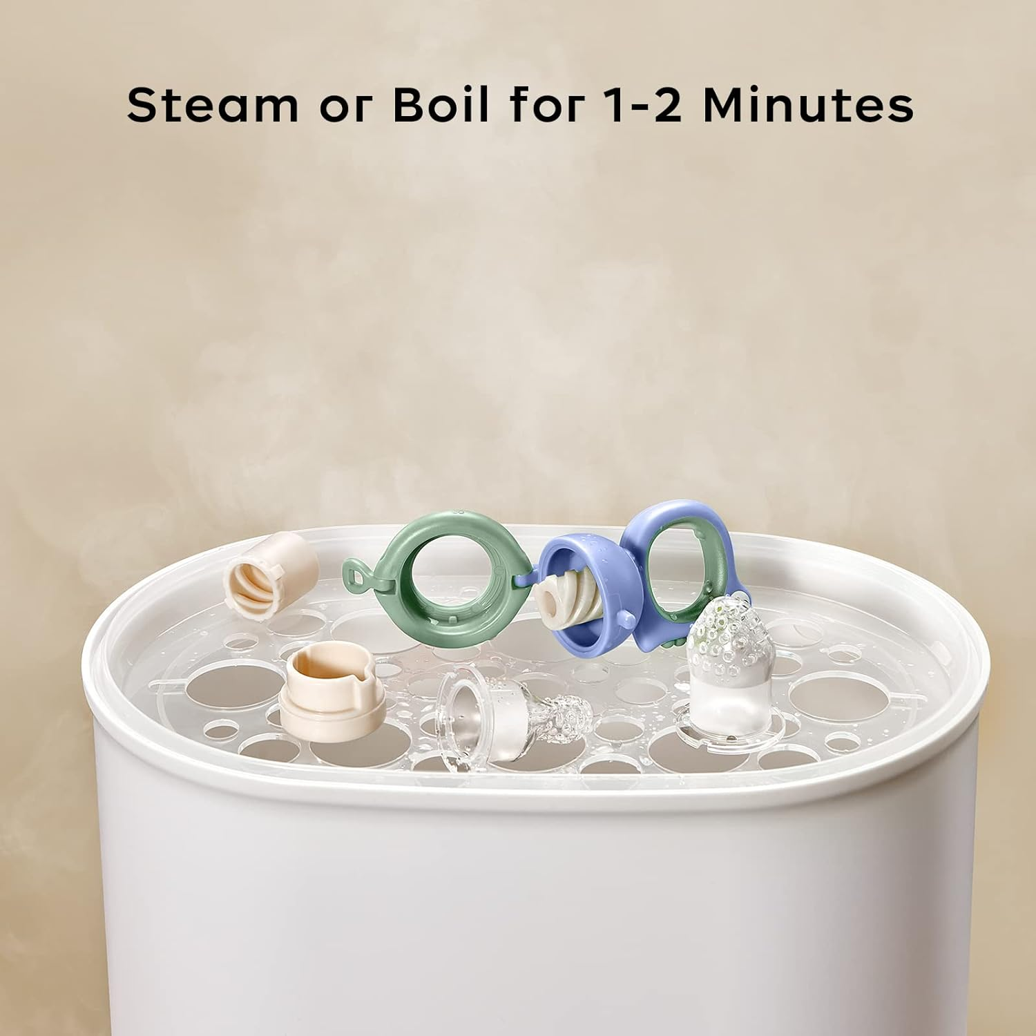 Bc Babycare Baby Food Feeder Pacifiers, Two Size Baby Fruit Pacifier Feeder 2 Pack for Different Month Age Baby,Silicone Food Grade Infant Teether Training Massaging Toy Could Rotate to Squeeze (Blue) image number 1