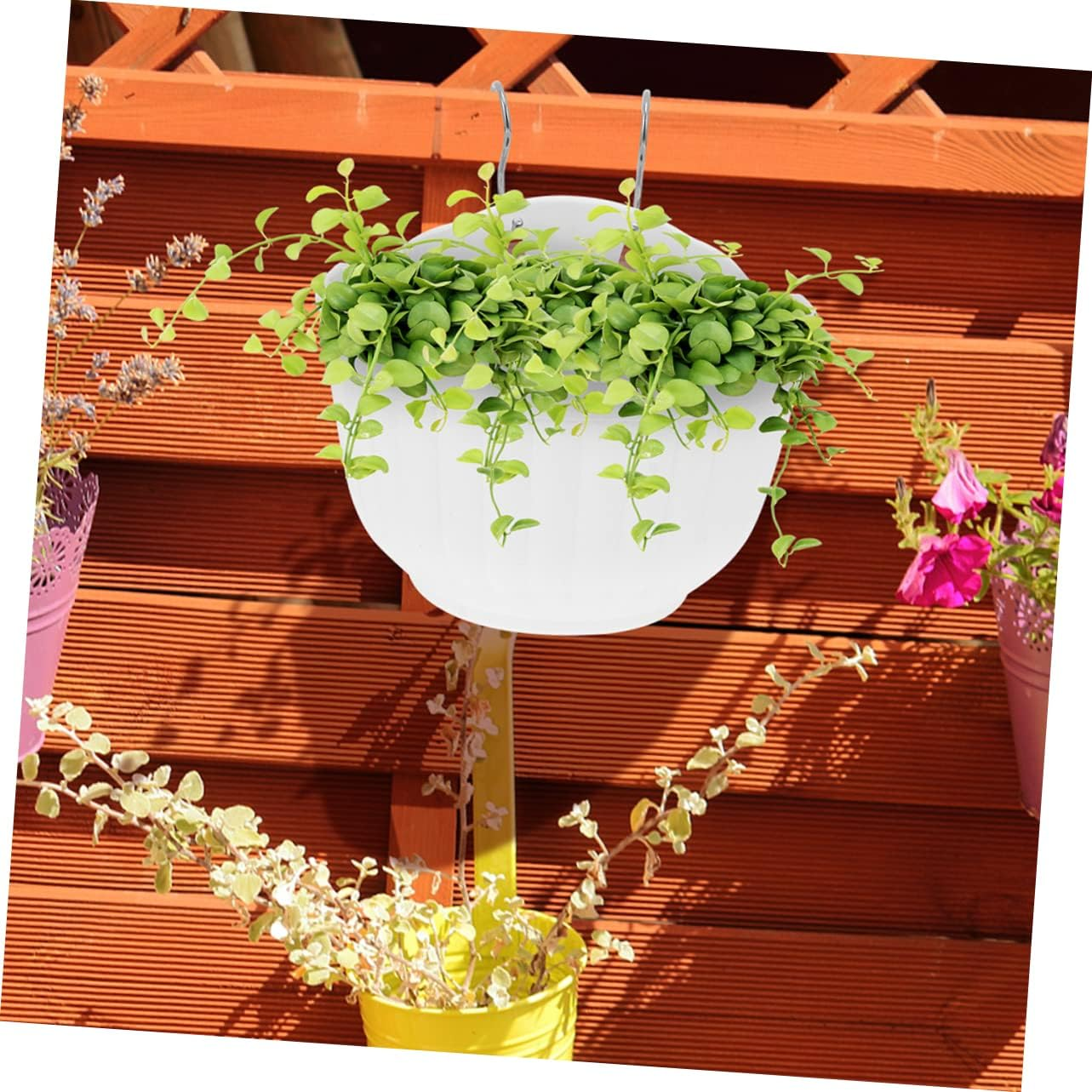 3Sets Wall Hanging Planters Outdoor Garden Pots Plastic Balcony Flower Pots Farmhouse Decor Easy to Use image number 2