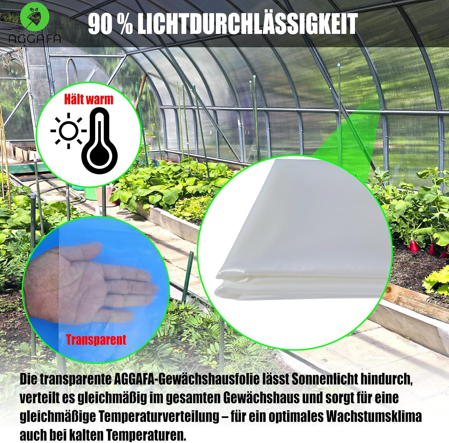 Heavy Duty Greenhouse Plastic Sheeting &ndash; 150&Mu;m (6 Mil) Clear Polyethylene Film, 4-Year UV Resistance, 90% High Light Transmission, Made from 100% Virgin Raw Materials (150Um-2Mx10M) image number 5