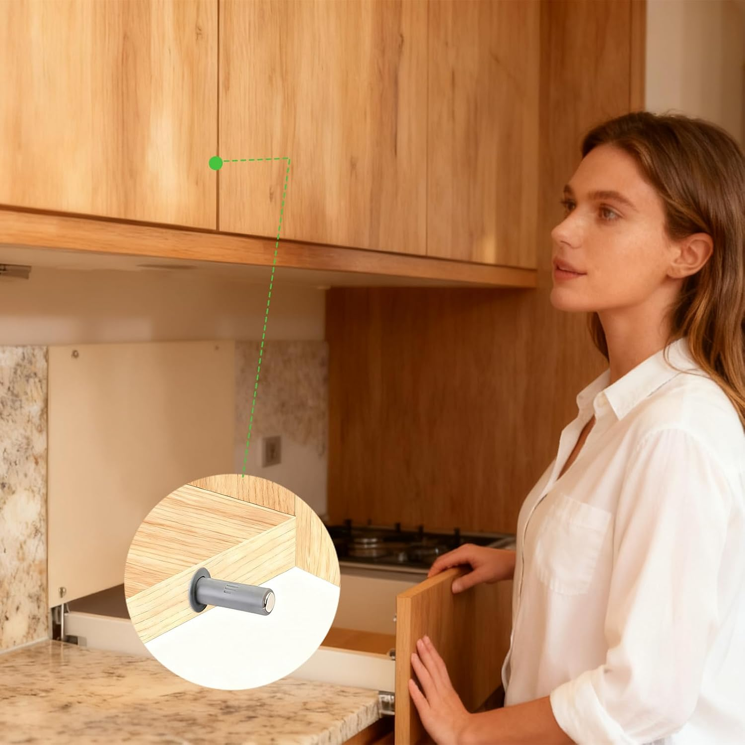 10PCS Magnetic Push Latches for Cabinet Push to Open Door Latch, Gray Soft Quiet Close Closers, Plastic Damper Buffer Push for Kitchen Drawer Door image number 4