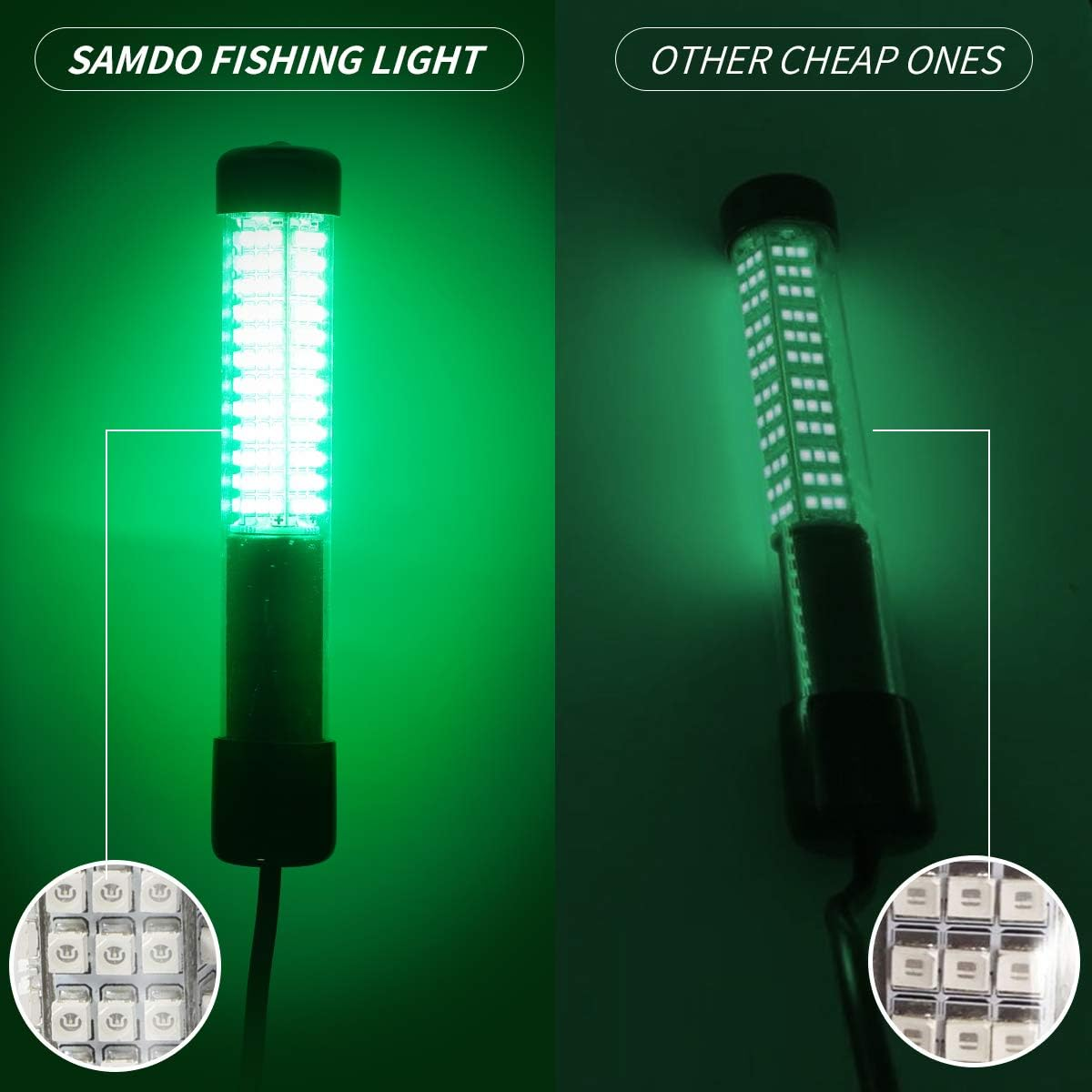 SAMDO IP68 12V LED Underwater Fishing Light 1080 Lumens Fish Attracting Light, Night Fishing Light 10.8W image number 6