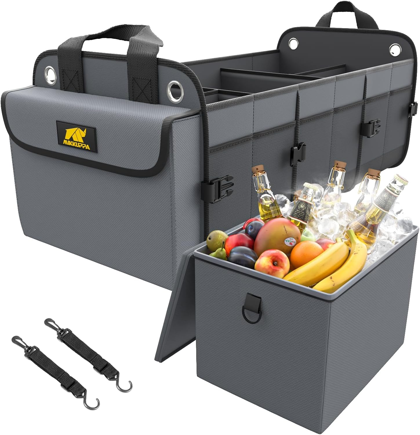 MIKKUPPA Car Trunk Organizer - 70L Collapsible Trunk Organizer for Groceries, Car Storage Organizers for SUV Auto Truck Van with Non Slip Bottom (Black) 7 image number 5