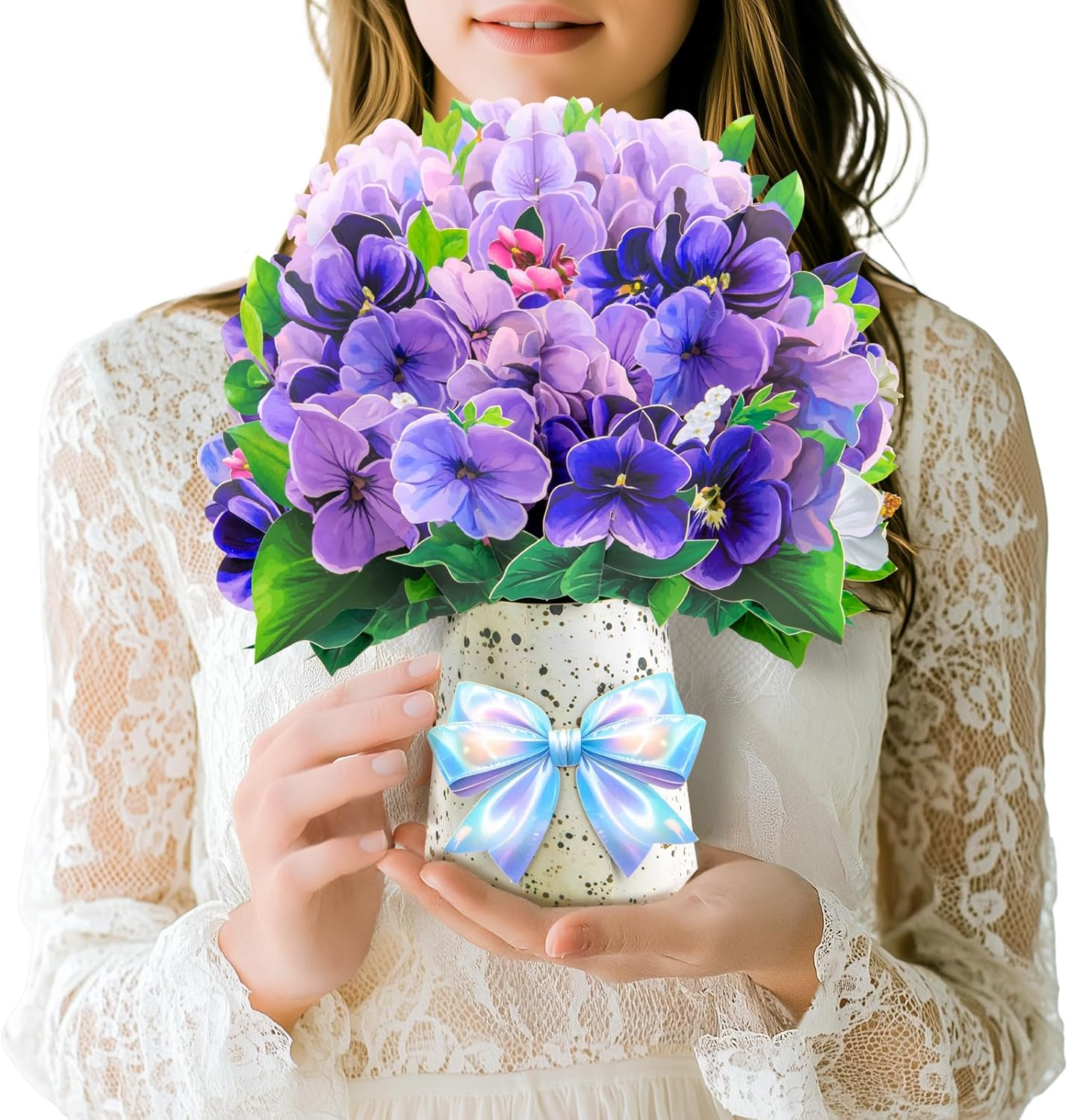 Violet Pop-Up Card, 3D Flower Bouquet Greeting Card with Envelope and Notecard, for Birthdays, Mother&rsquo;S Day, Weddings, Anniversaries, Easter, Get Well, Sympathy, Thinking of You, and Housewarming