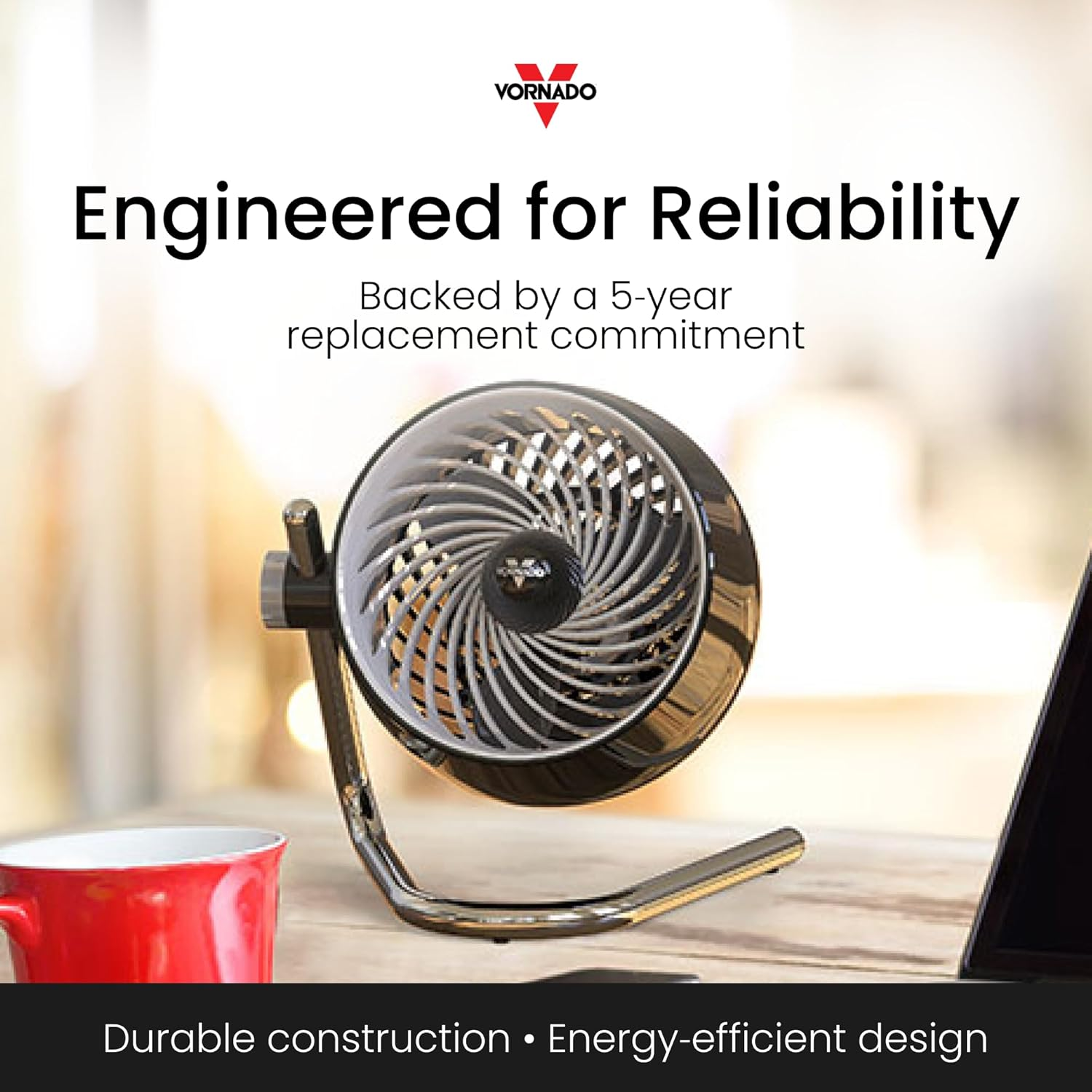 Vornado Pivot Personal Air Circulator &ndash; Black &ndash; Compact Desk & Nightstand Fan with 3 Speeds, 180&deg; Pivoting Head, Quiet Operation & Multi-Directional Airflow for Personal Spaces image number 6