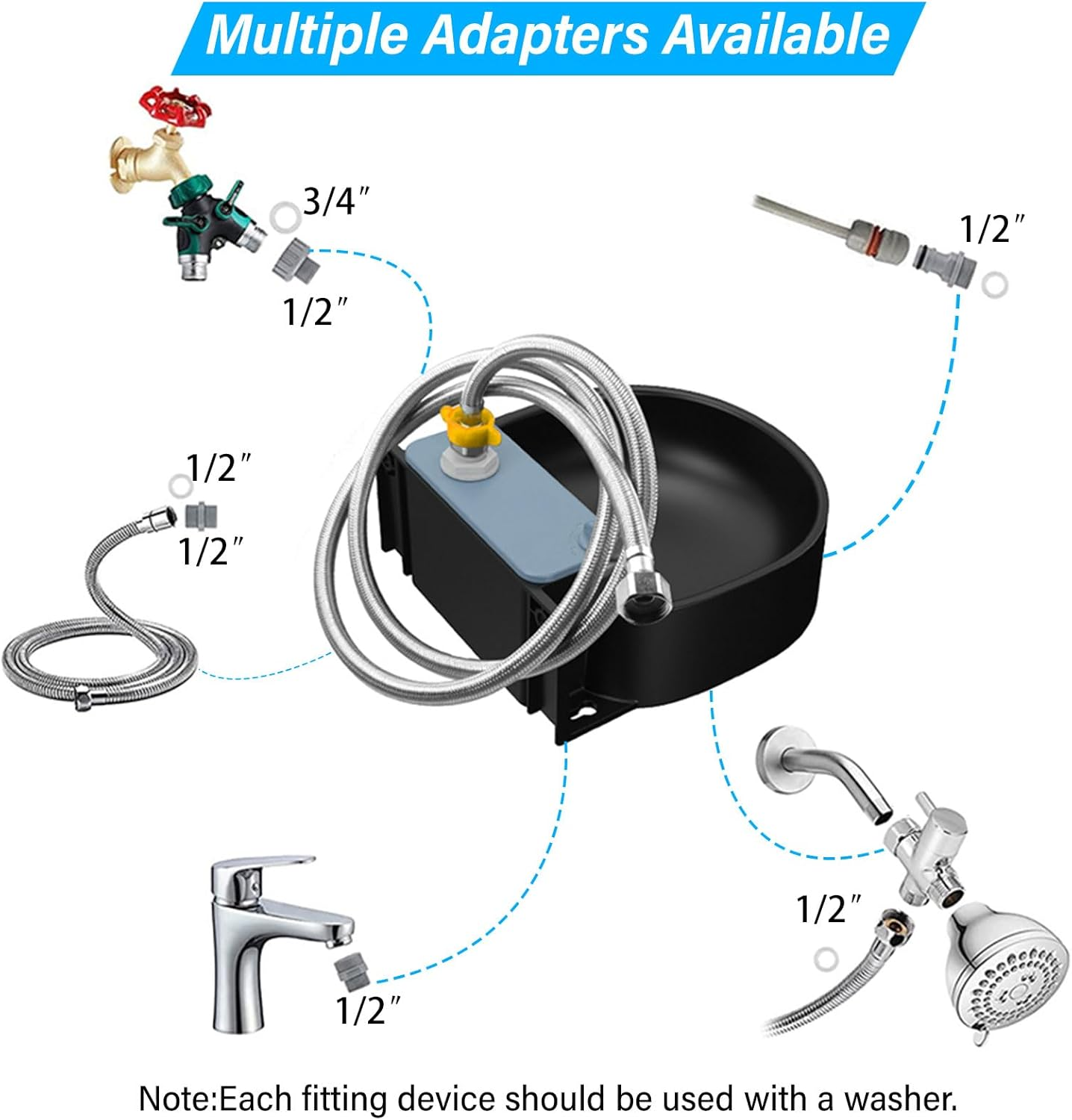 Automatic Dog Water Bowl Wall-Mounted, 74.4 Ounce (2.2L) Large Capacity Dog Water Basin Dispenser, Outdoor and Indoor Pet Water Bowl, Suitable for Dogs, Cats, Cows, Sheep, Horses, and Poultry