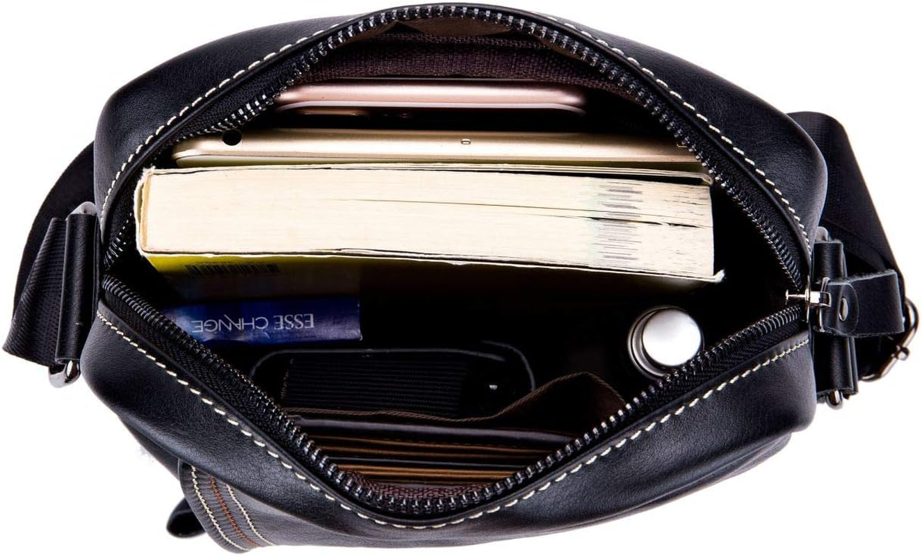 Genuine Leather Men Bags Small Shoulder Crossbody Bag for Men Everyday Casual Travel Messenger Bag Handbag Black image number 3