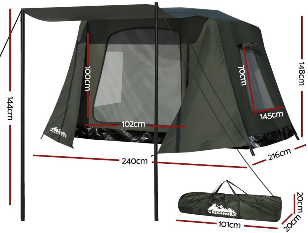 Weisshorn Beach Tent 2-3 Person Camping Tents, Portable Dome Shade Shelter, Easy Setup Lightweight Umbrella Sun Protection Outdoor Fishing Family Picnic Green image number 4