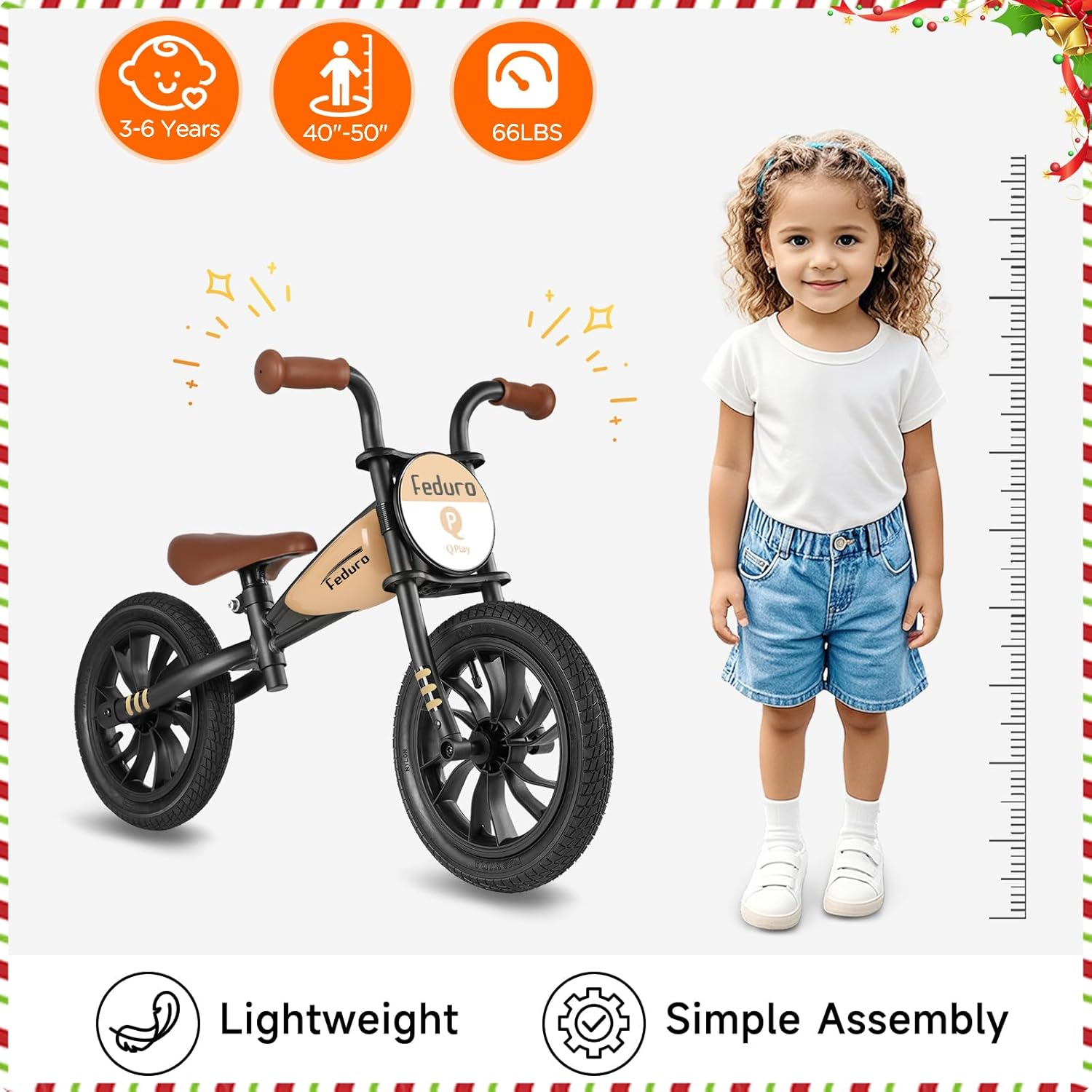 Qplay Kid'S Balance Bikes for Boys & Girls Age 3 to 6 Years Old,12" Toddler Push Bike No Pedal Balance Bicycle with Adjustable Seat -Track Racing Style Gifts Toy - Red image number 7