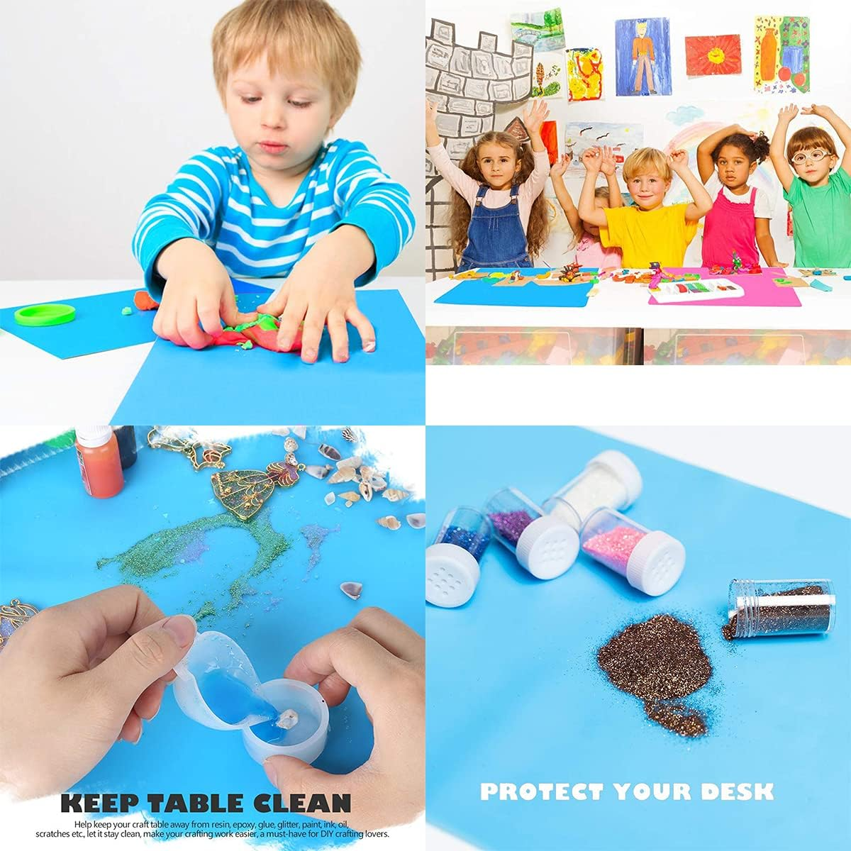 A3 Extra Large Silicone Sheet for Crafts Jewelry Casting Molds Mat, Premium Silicone Placemat, Multipurpose Mat, Nonstick Nonskid Heat-Resistant(15.7 X 11.7 Inches) (Blue)